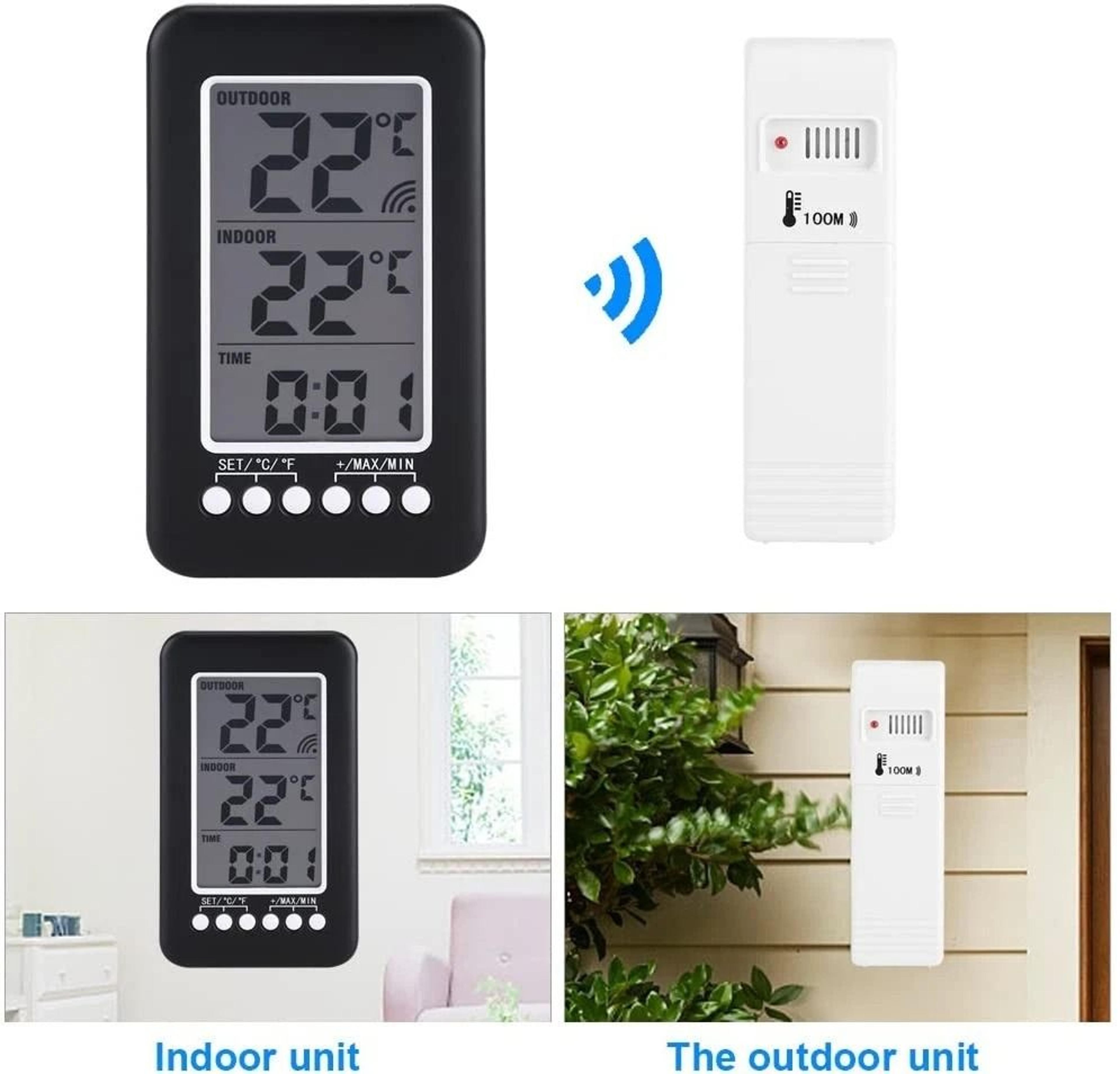 Wireless Digital Thermometer For Home Indoor  Outdoor Use Range LCD Display CelsiusFahrenheit 6