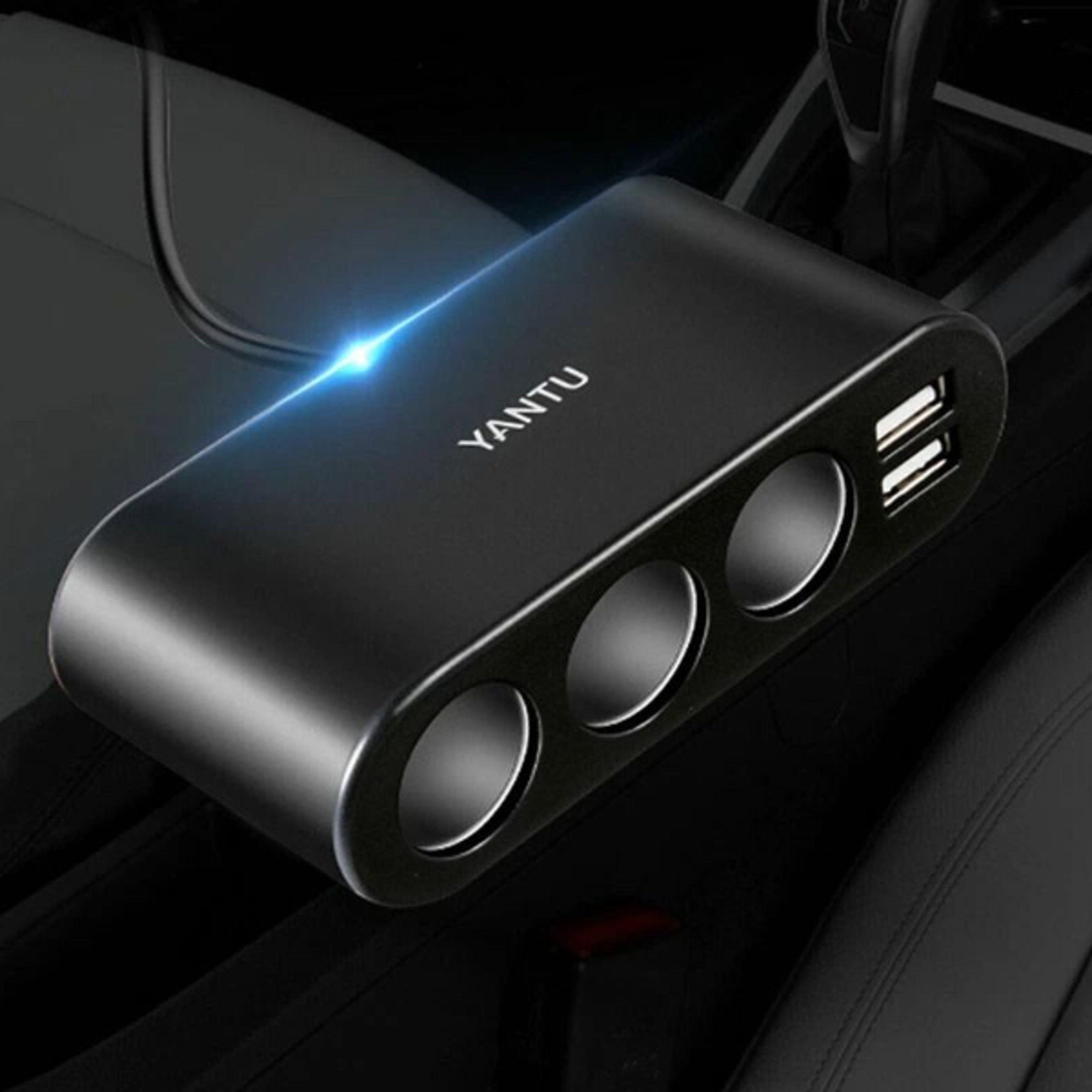 3 way car cigarette lighter splitter with voltage display & dual usb for truck ultimate power solution