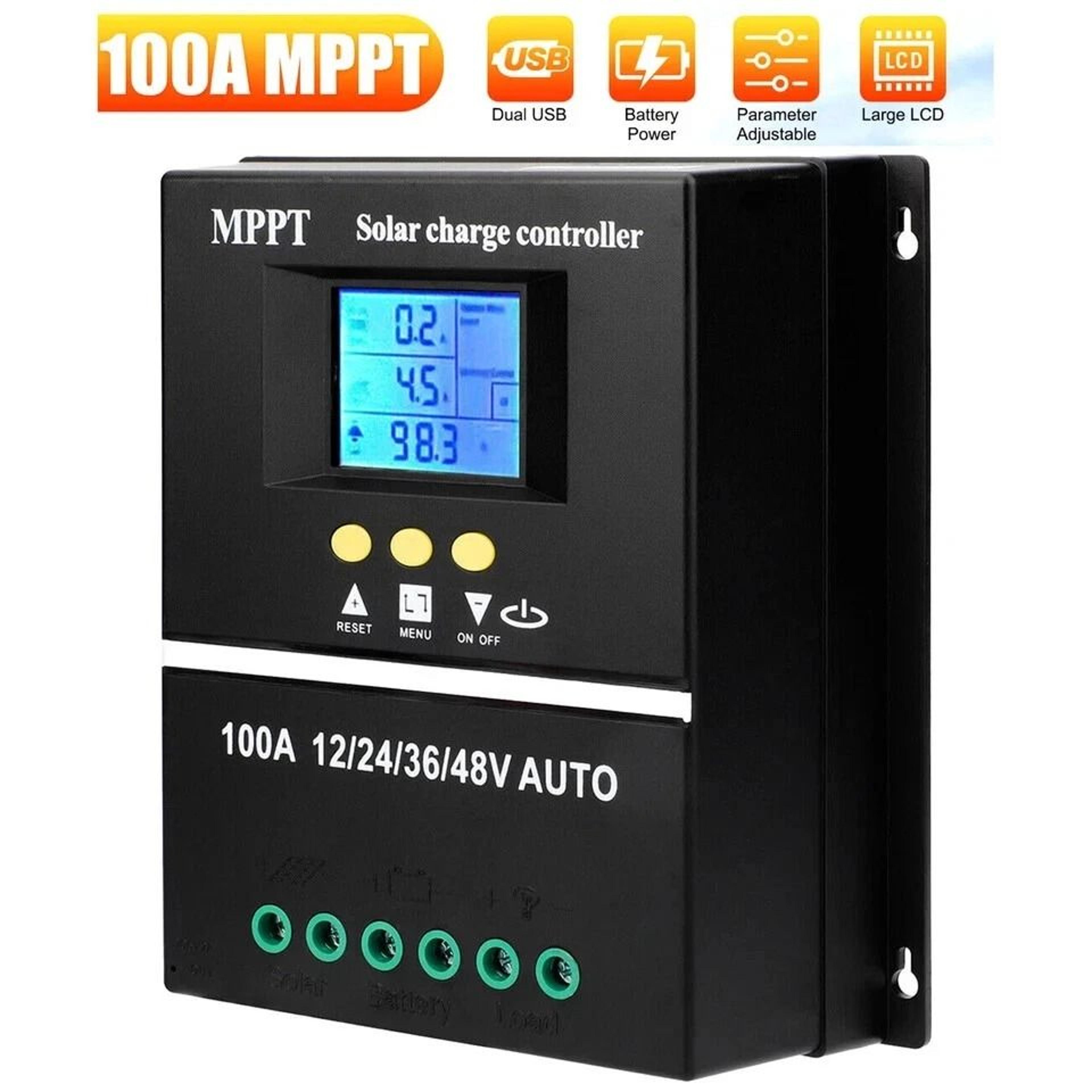 MPPT Solar Charge Controller With Dual USB Ports  LCD Display 2