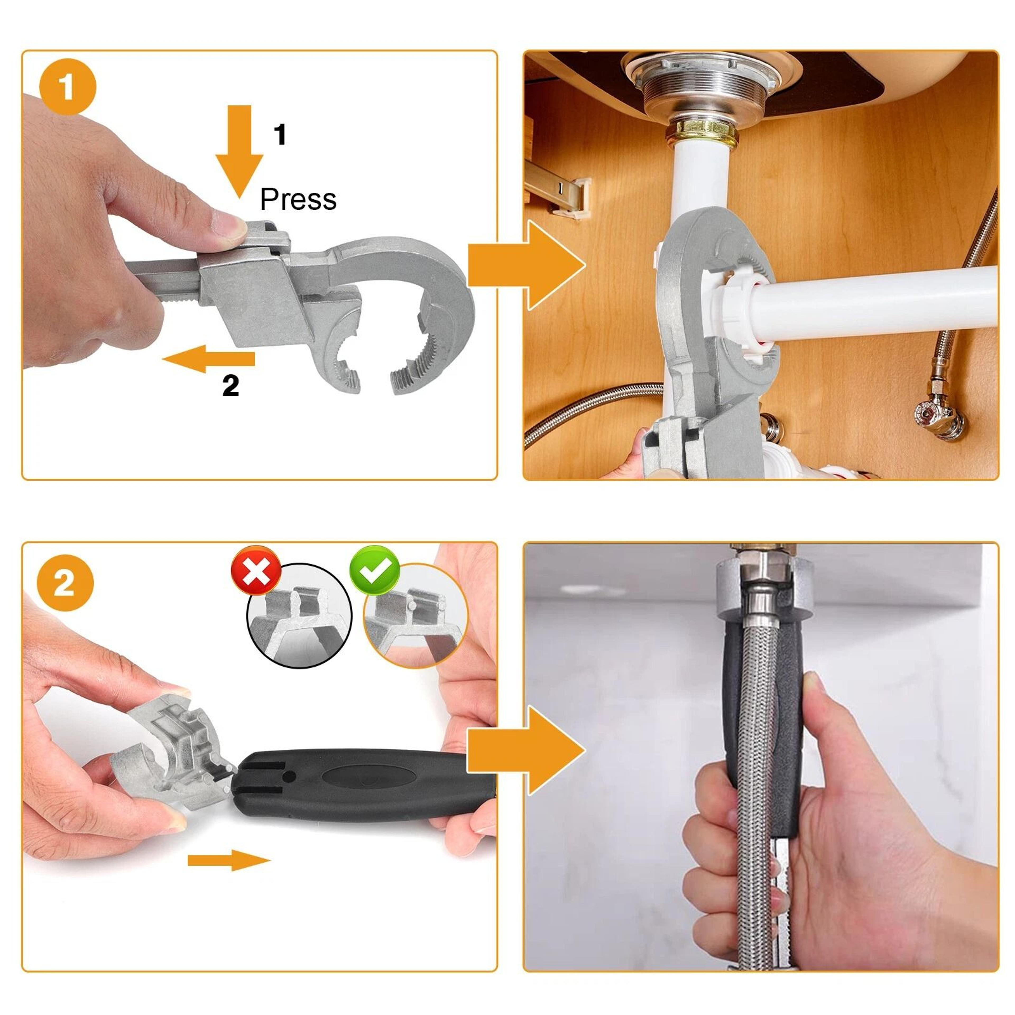 Universal Adjustable Double Ended Wrench Set For Plumbing And Sink Repair 2