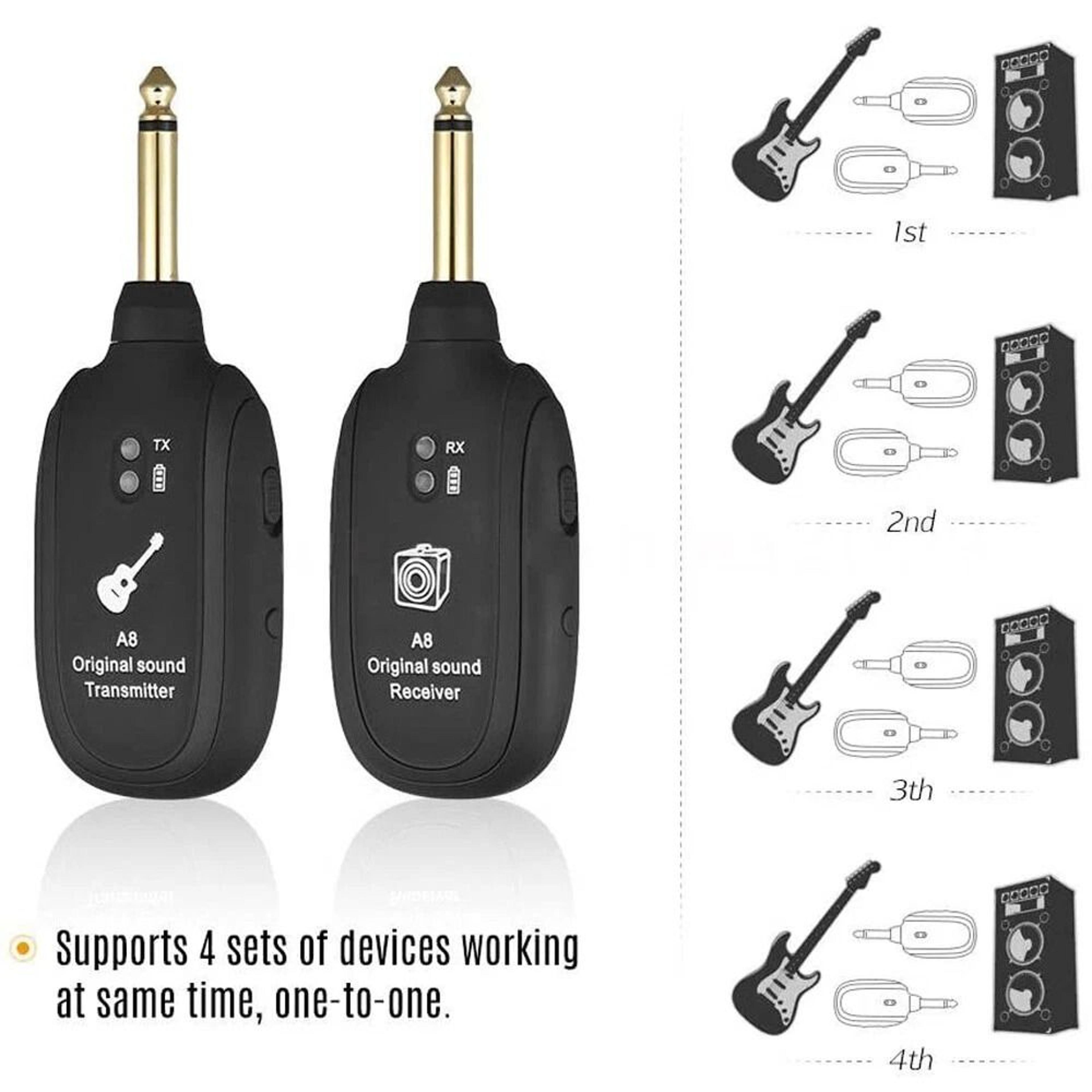 Wireless Guitar  Bass System With Rechargeable Battery Transmitter  Receiver Combo 2