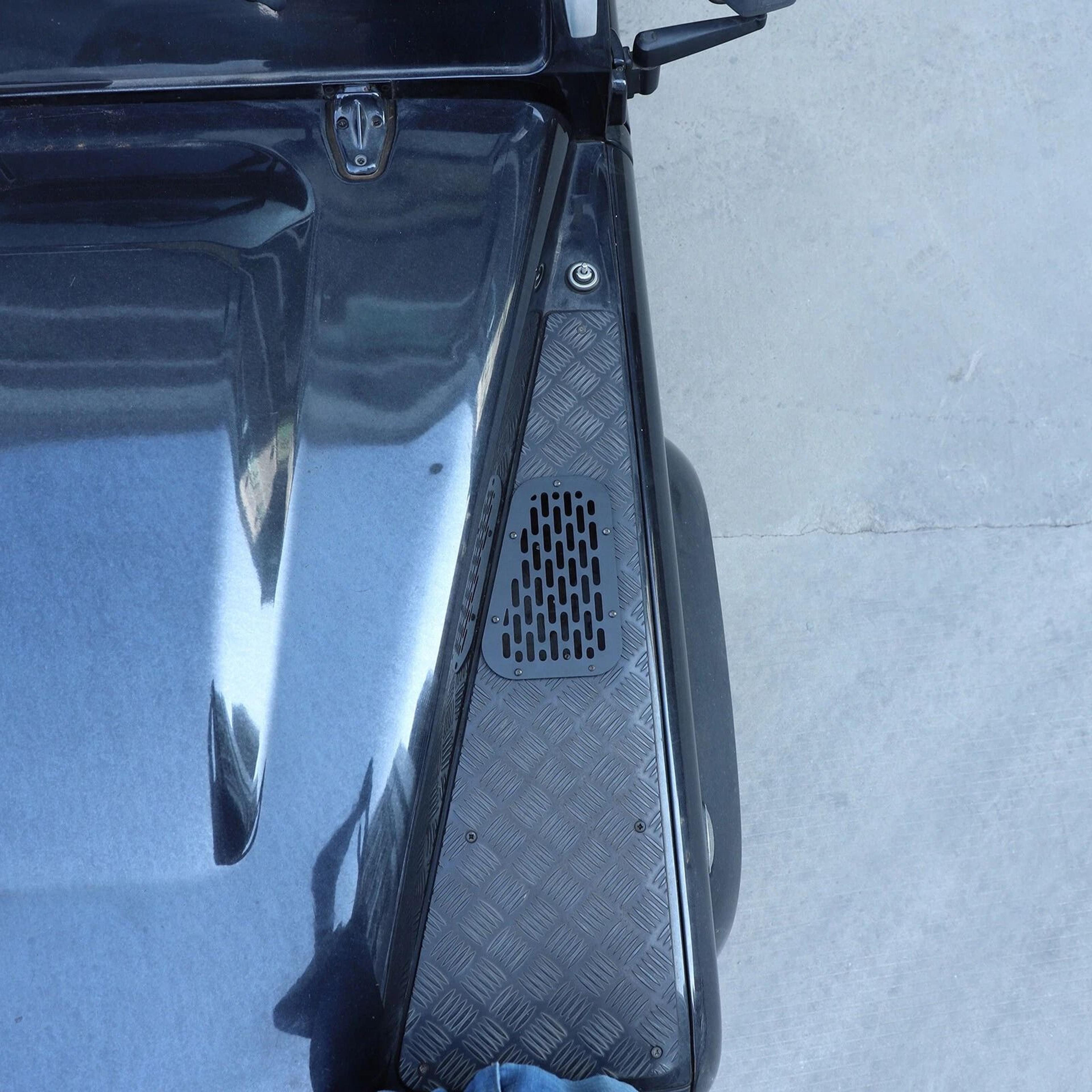 Black Alloy Front Hood Air Vent Cover Trim For Land Rover Defender Durable Alloy Design Enhances St 1