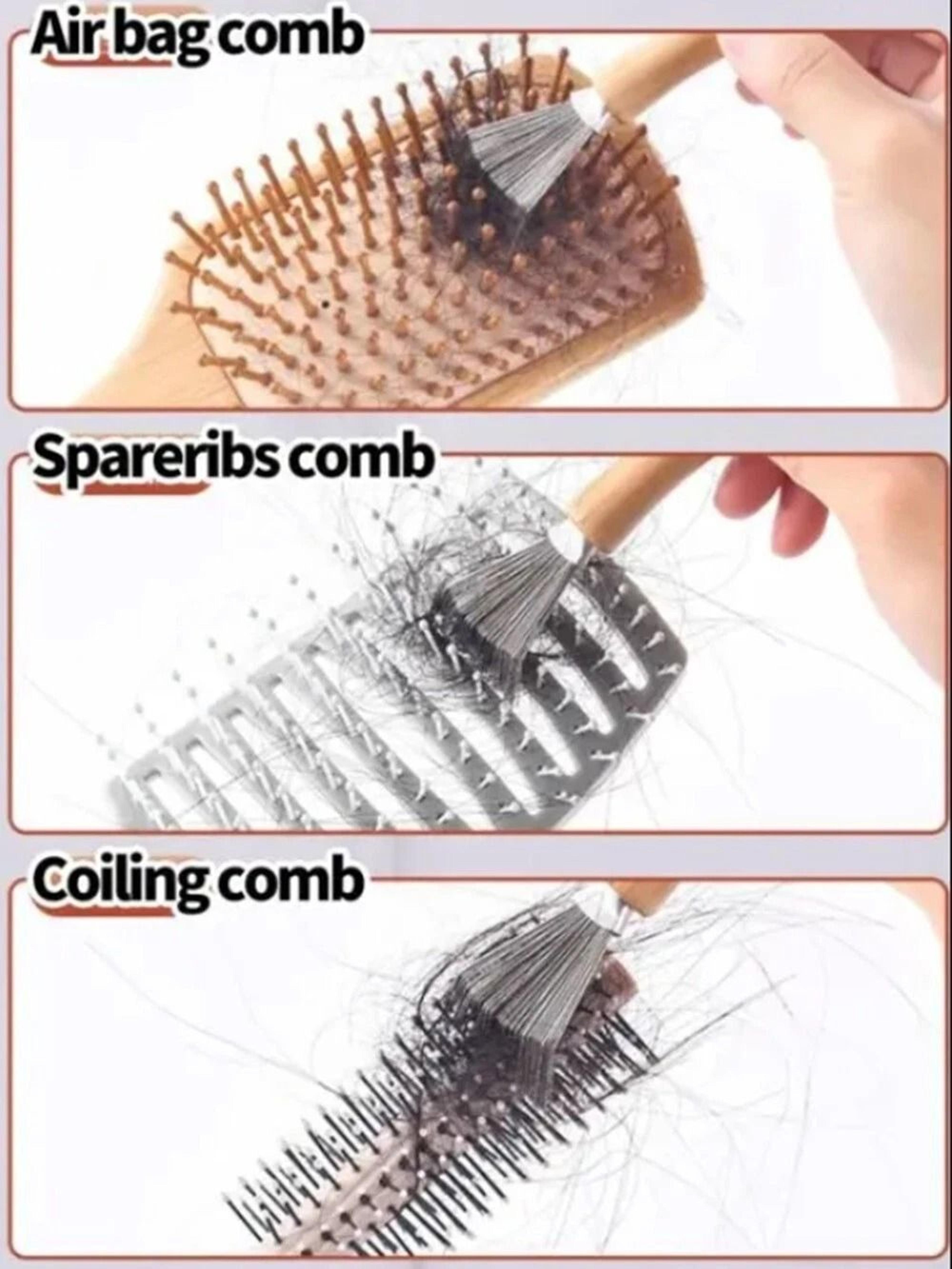 Hair Brush Cleaner Tool With Metal Rake  Wooden Handle Lint  Dust Remover For Hairbrushes 4