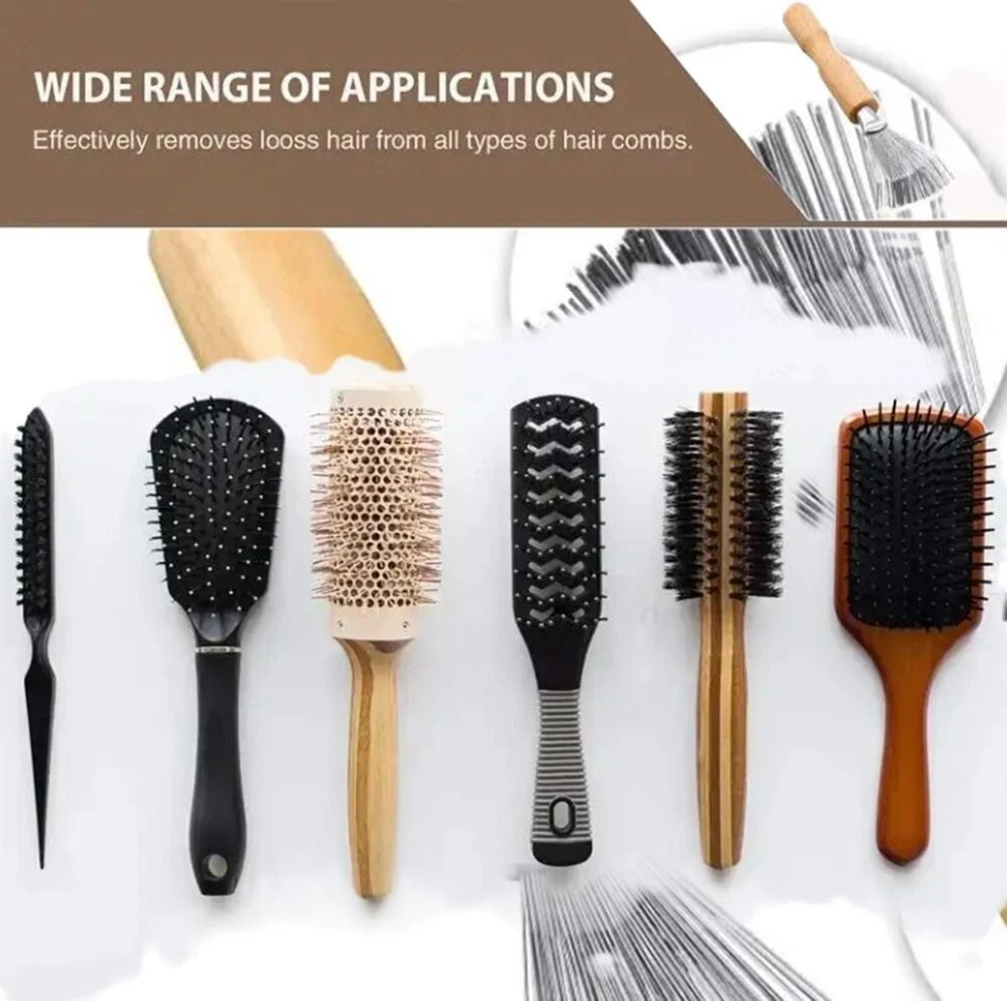 Hair Brush Cleaner Tool With Metal Rake  Wooden Handle Lint  Dust Remover For Hairbrushes 6