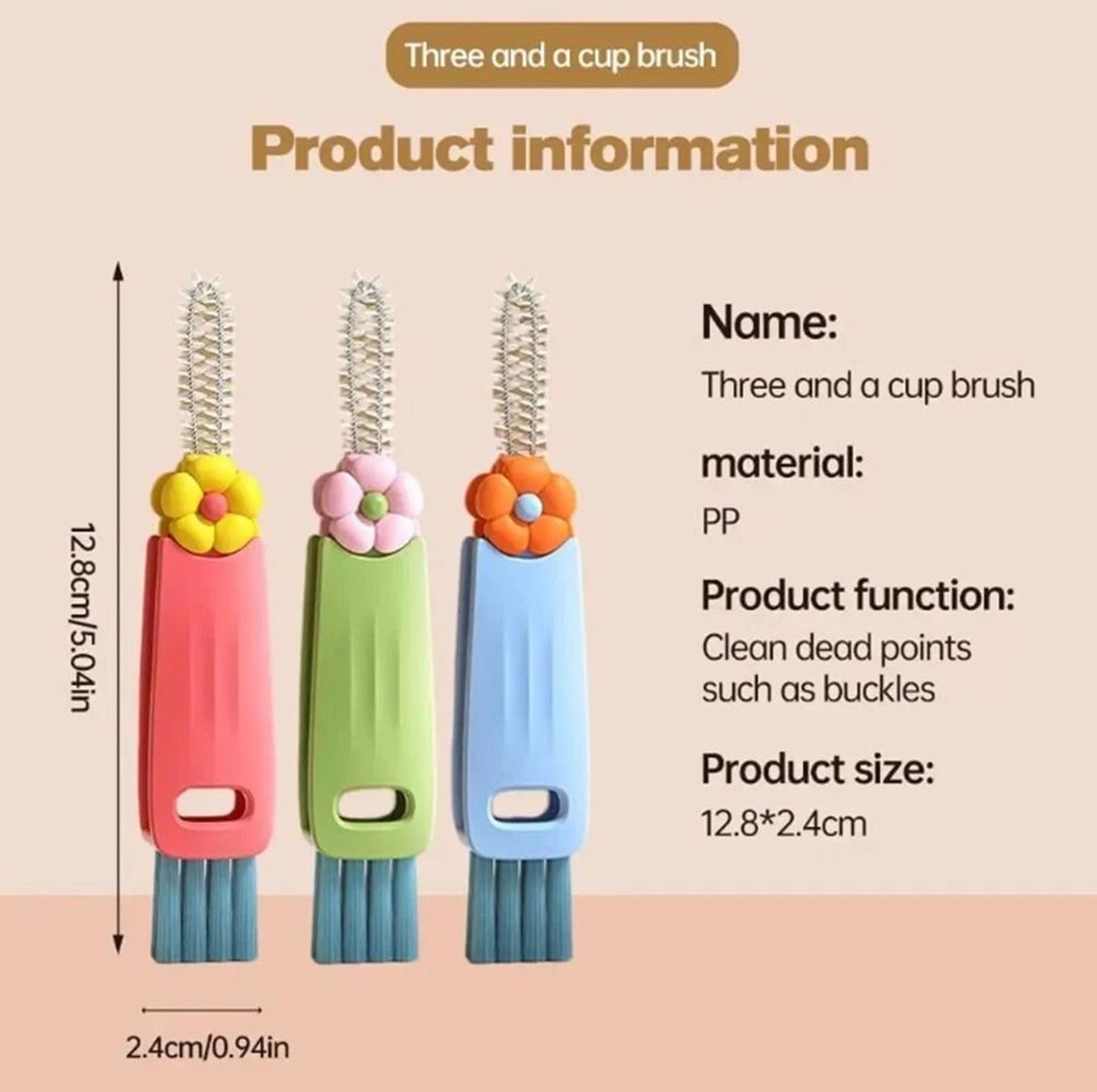 3 In 1 Cup Lid Cleaning Brush Set For Bottles Straws And Crevices 4