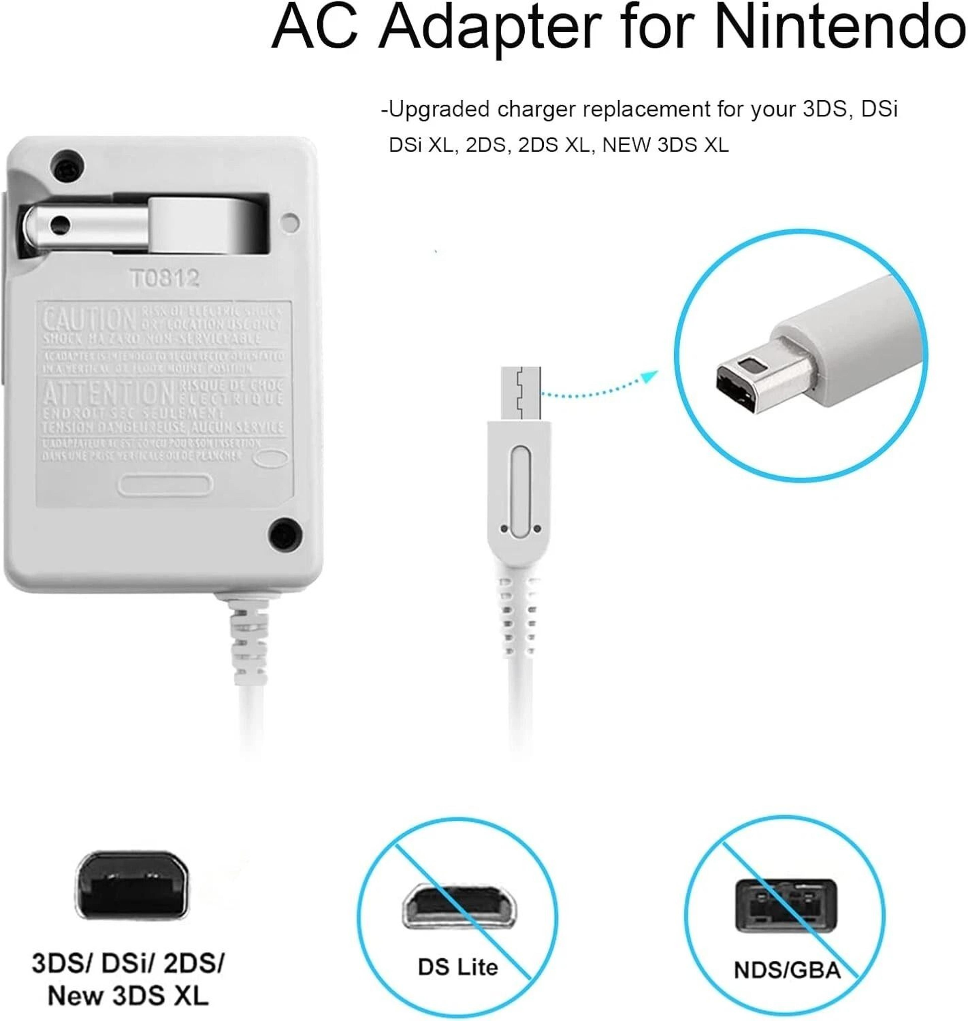 3DS Charger AC Adapter For 2DS DSi DSi XL Home Wall Power Cable 7