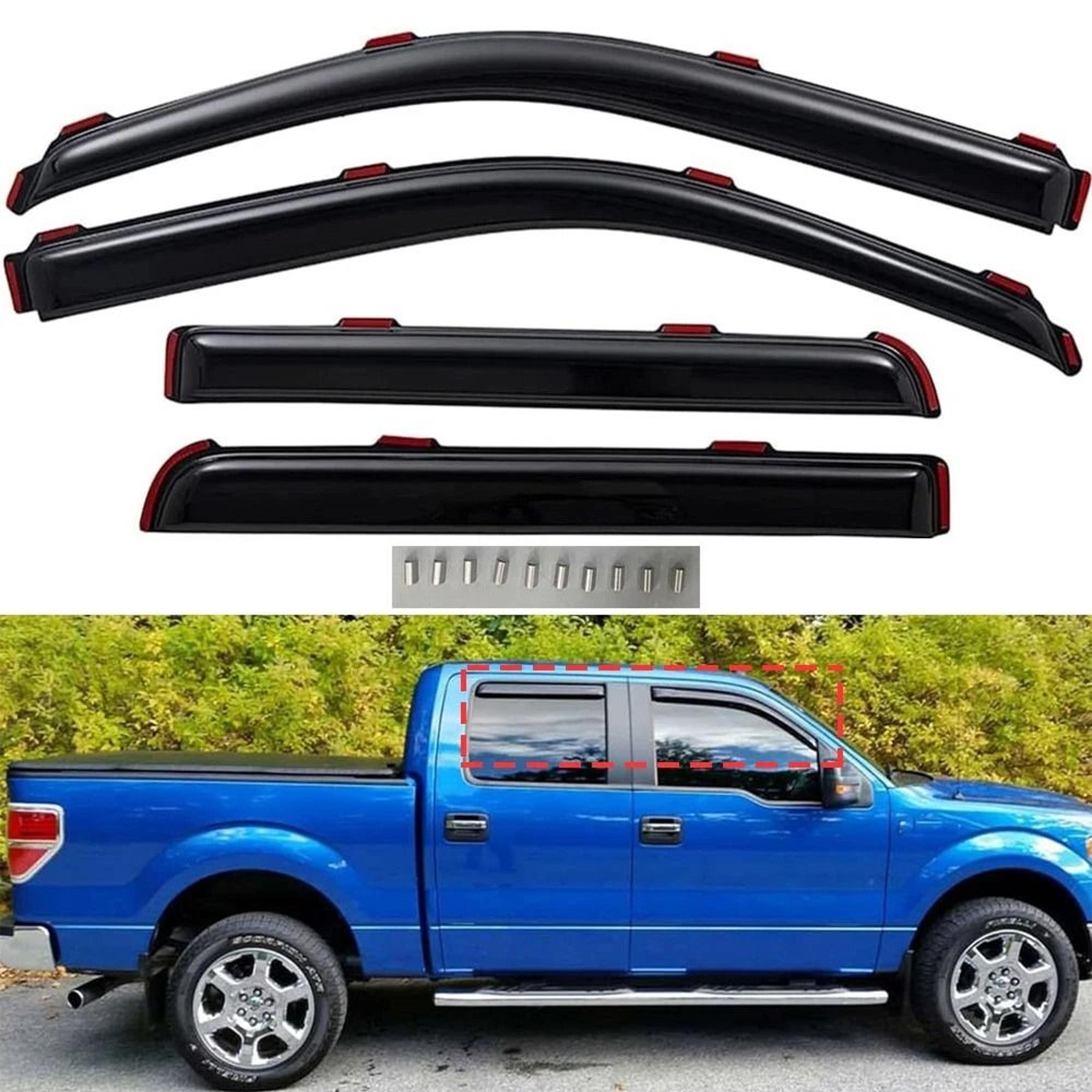 ford supercrew in-channel window visors dark smoke rain guards