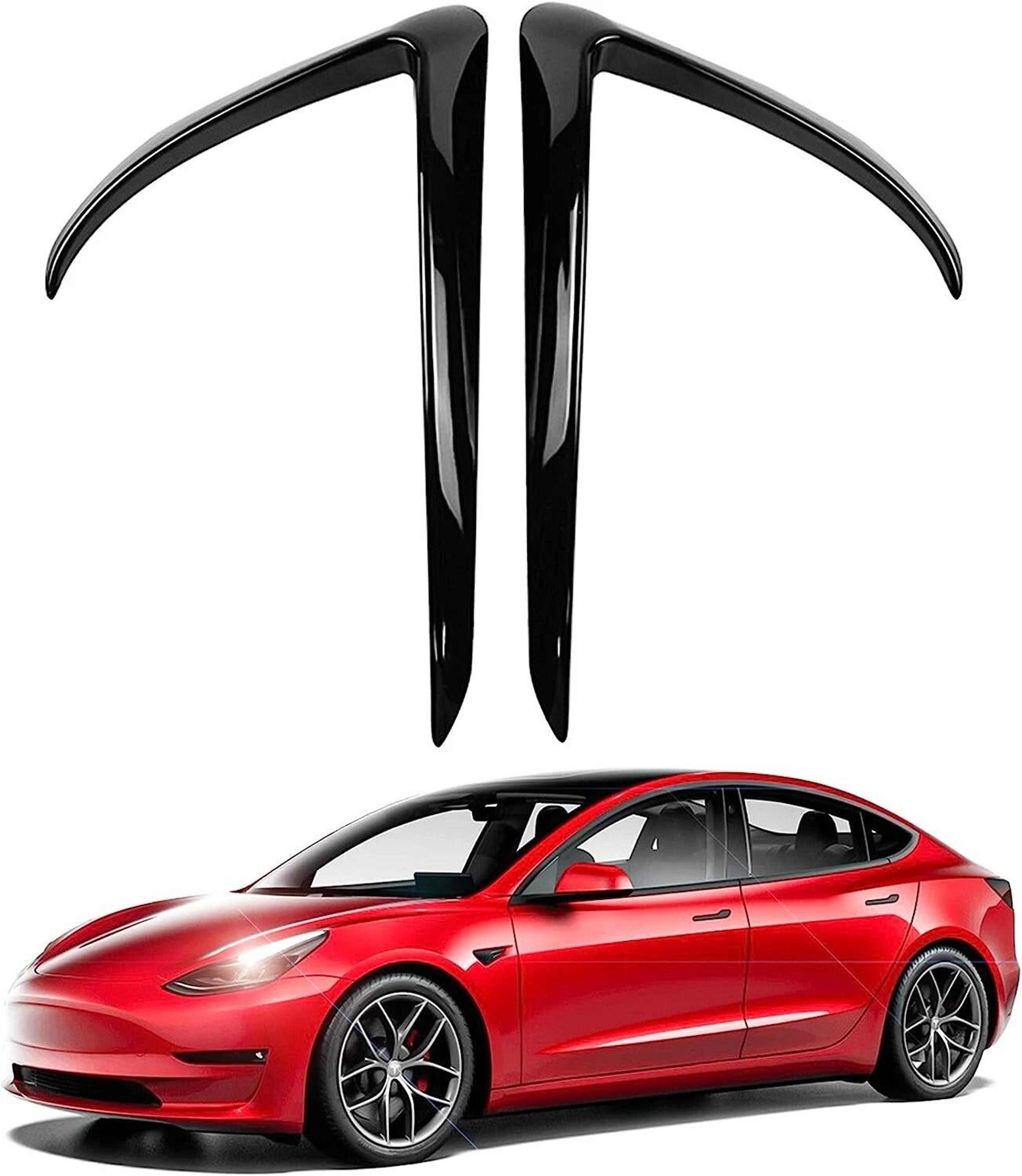 gloss black tesla model fog light eyebrow trim covers