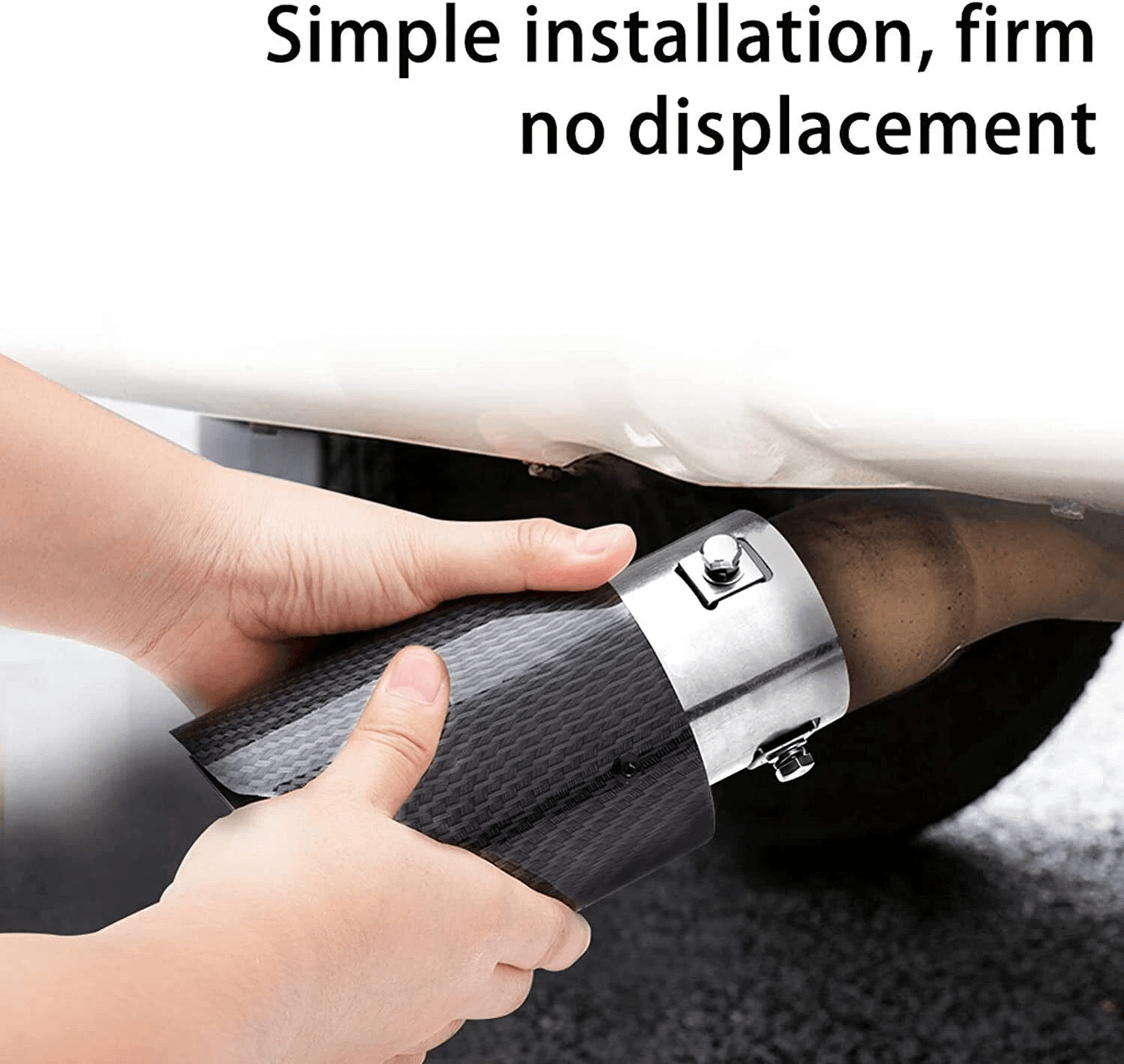 Universal LED Exhaust Tip Pair With Carbon Fiber Look Inlet Curved Muffler Tail Pipes 9