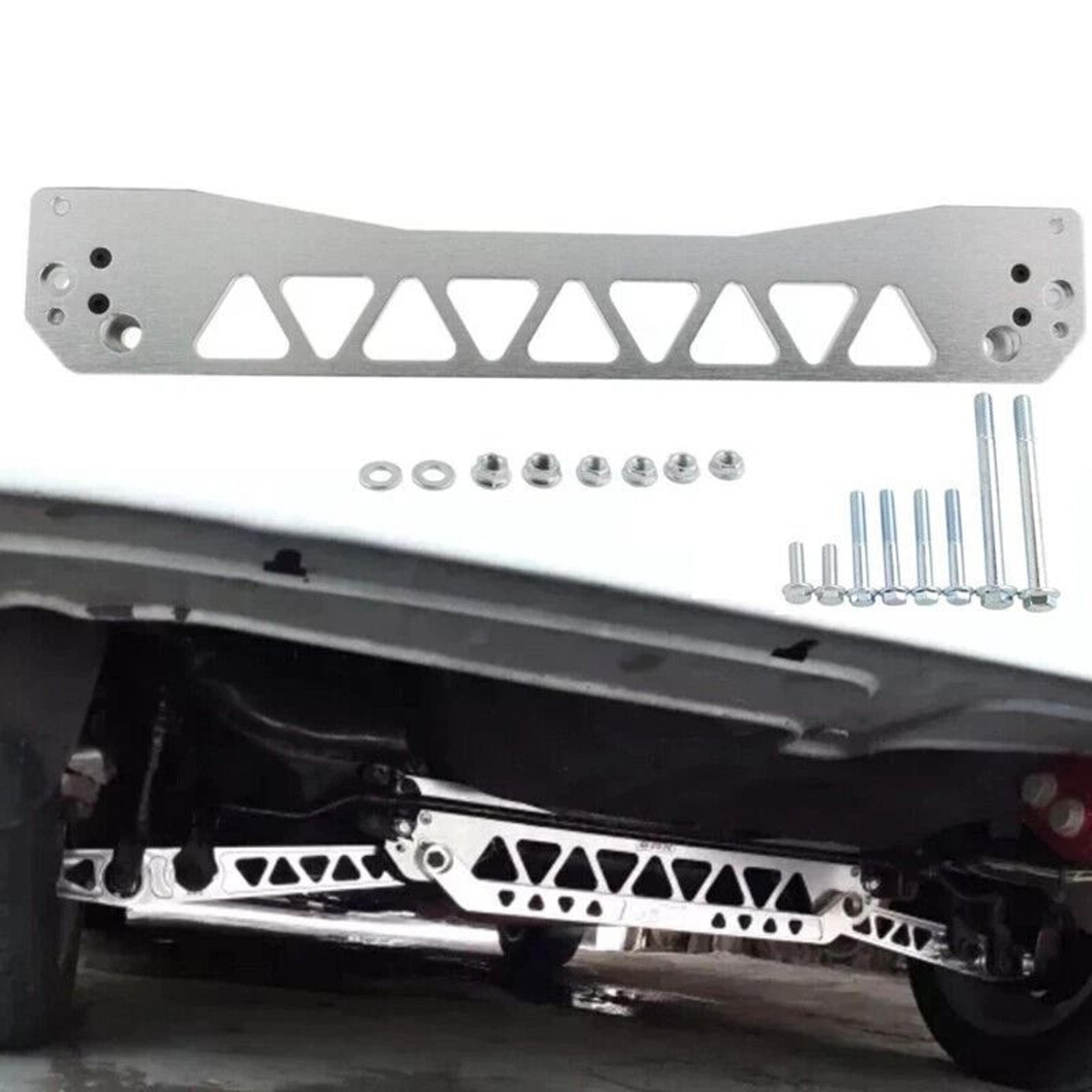 honda civic ek rear lower tie bar billet subframe brace silver