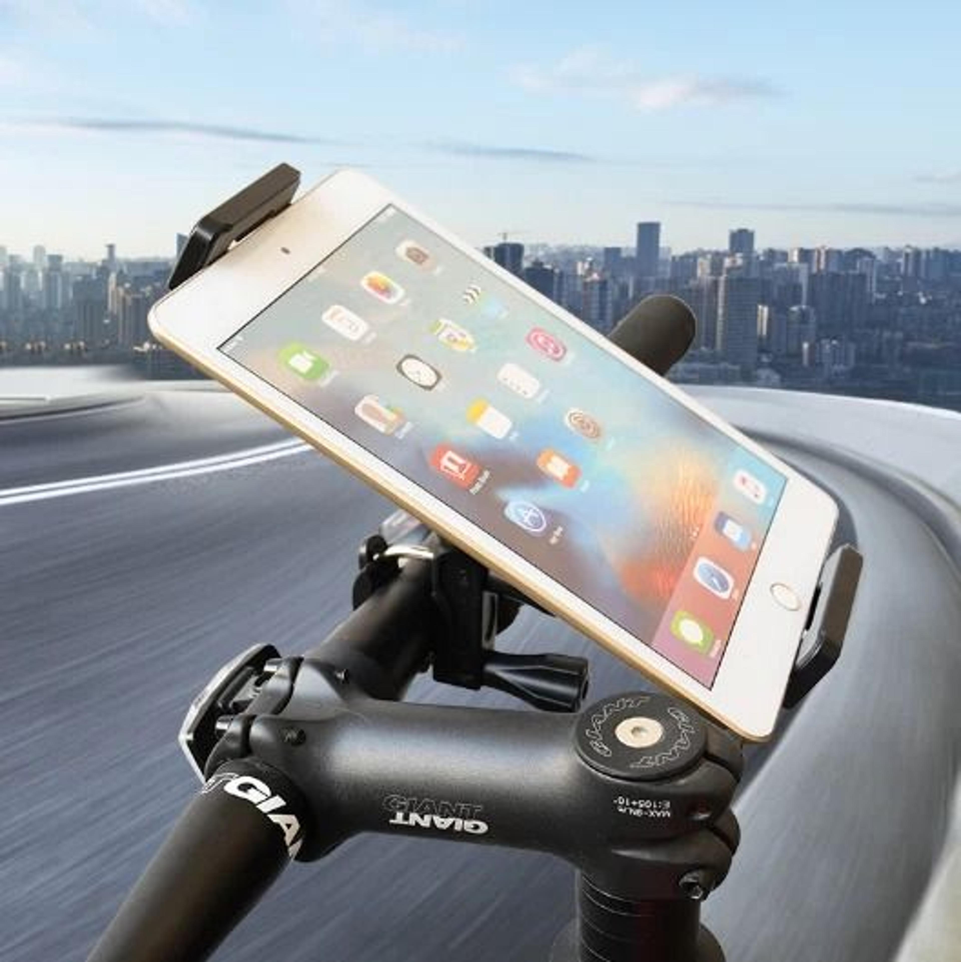 universal exercise bike tablet holder mount for tablets and handlebars