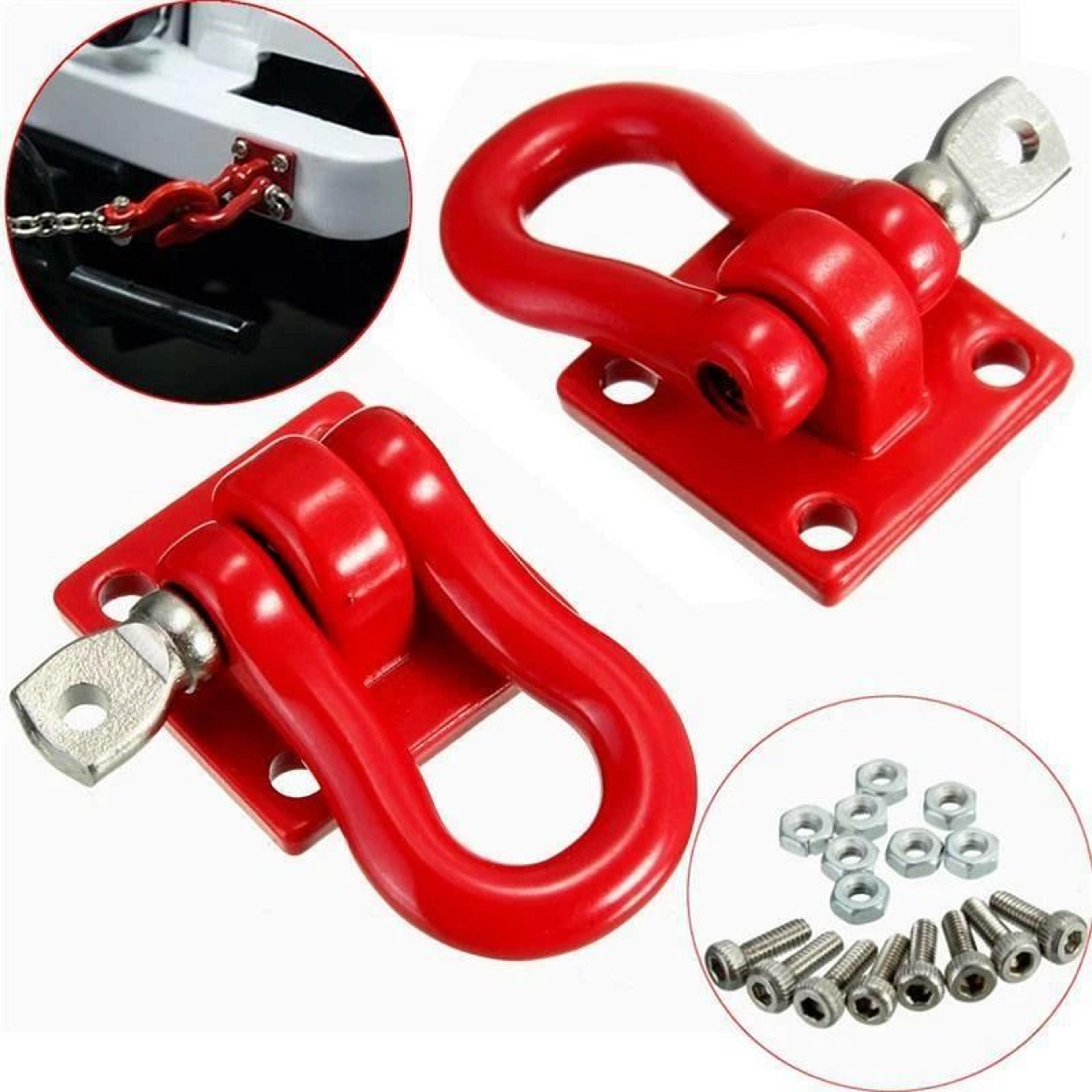 red alloy rc tow hooks set for rc crawler trucks