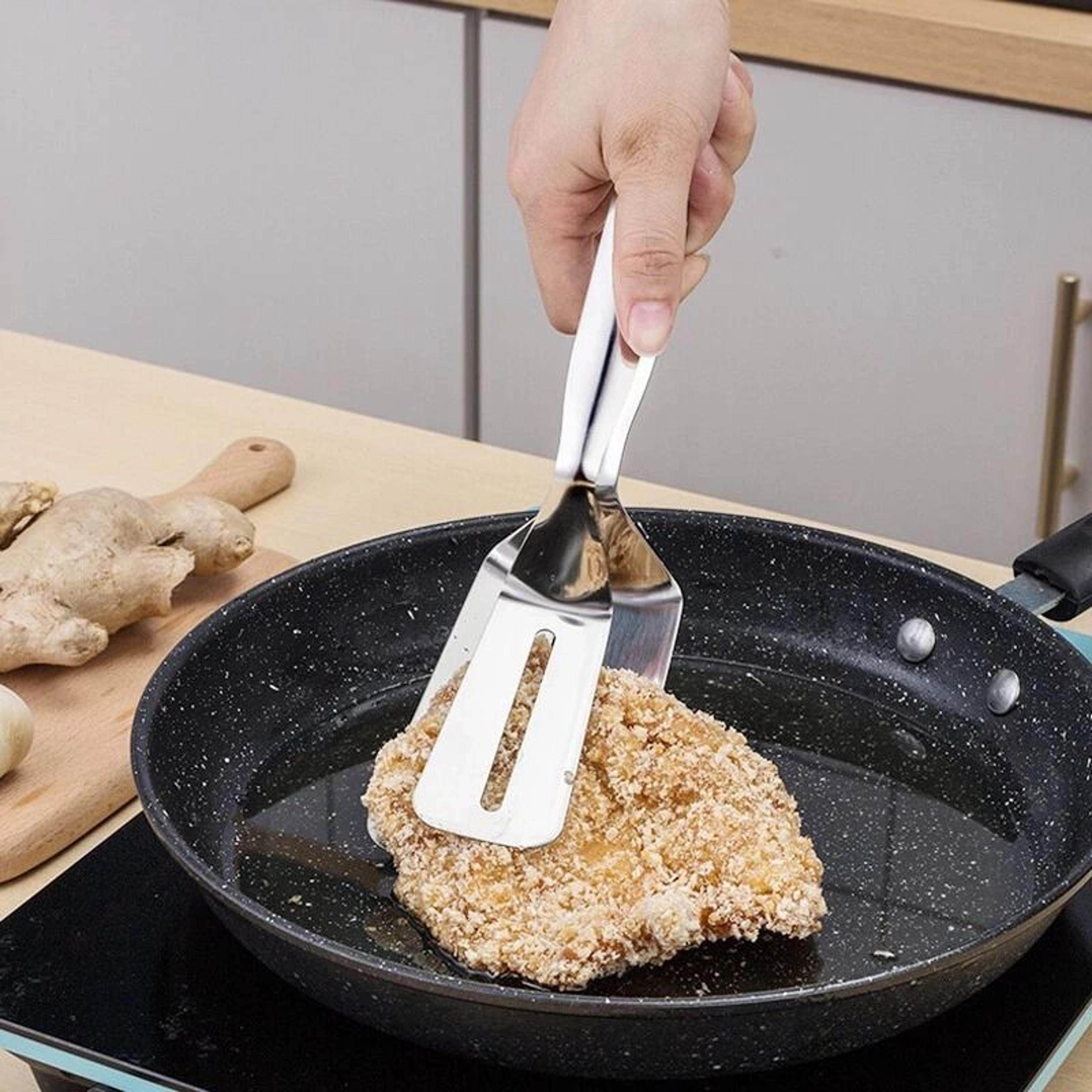 Stainless Steel Steak Clamp Tongs For BBQ Meat Bread And Kitchen Cooking 4