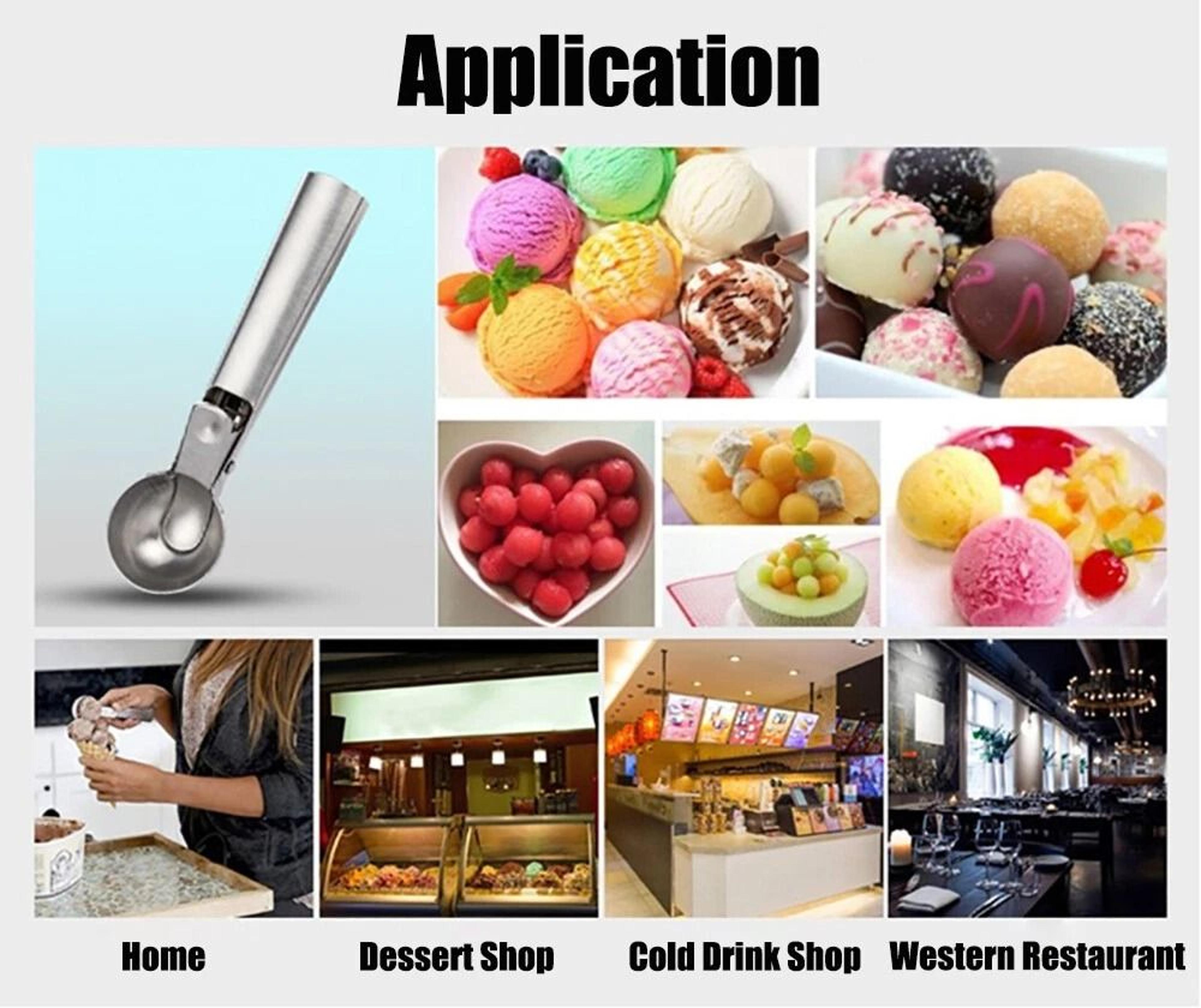 Stainless Steel Ice Cream Scoop With Trigger Release For Cookies Dough And Fruit 5