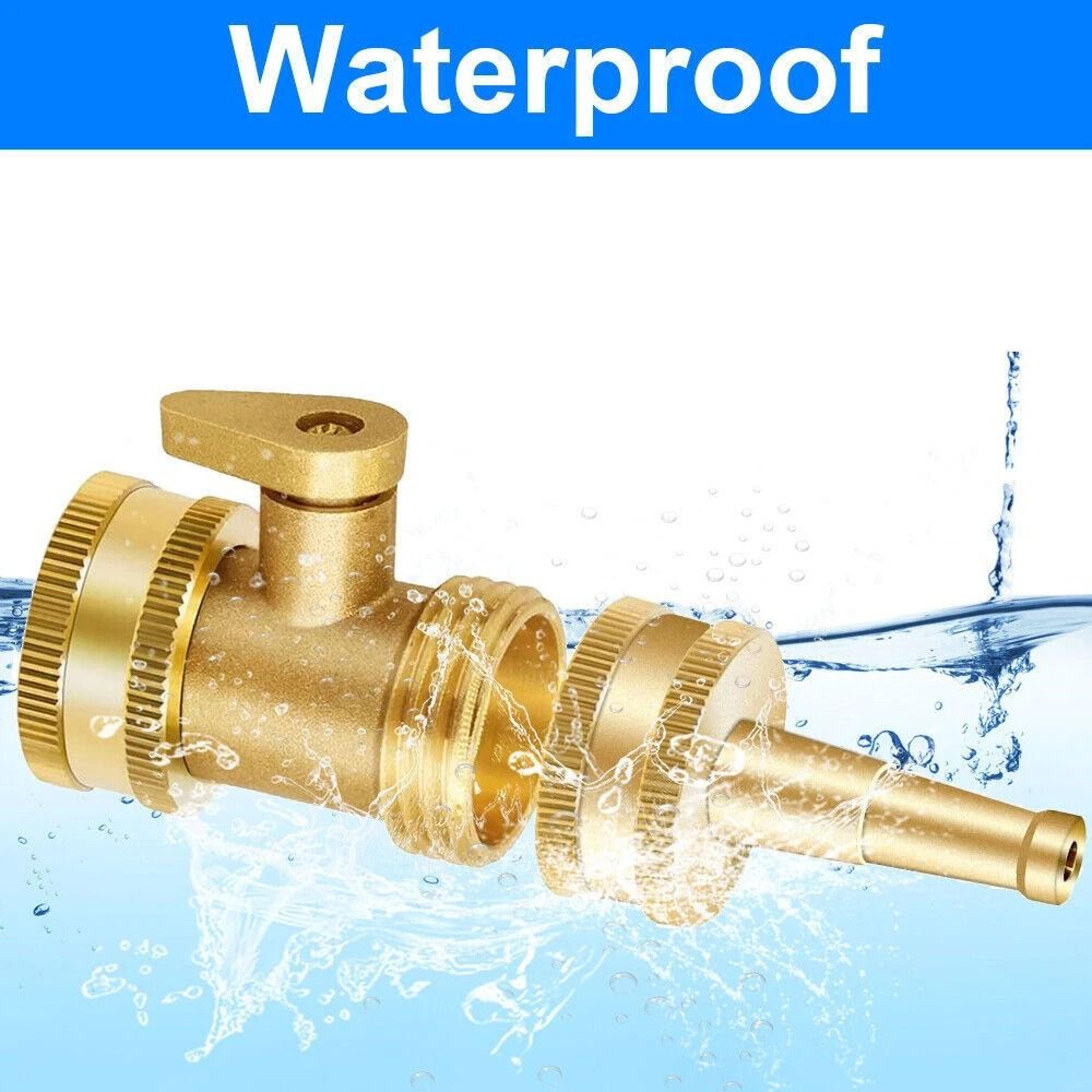 Heavy Duty Brass Garden Hose Shut Off Valve GHT Connector 4Piece Set 9