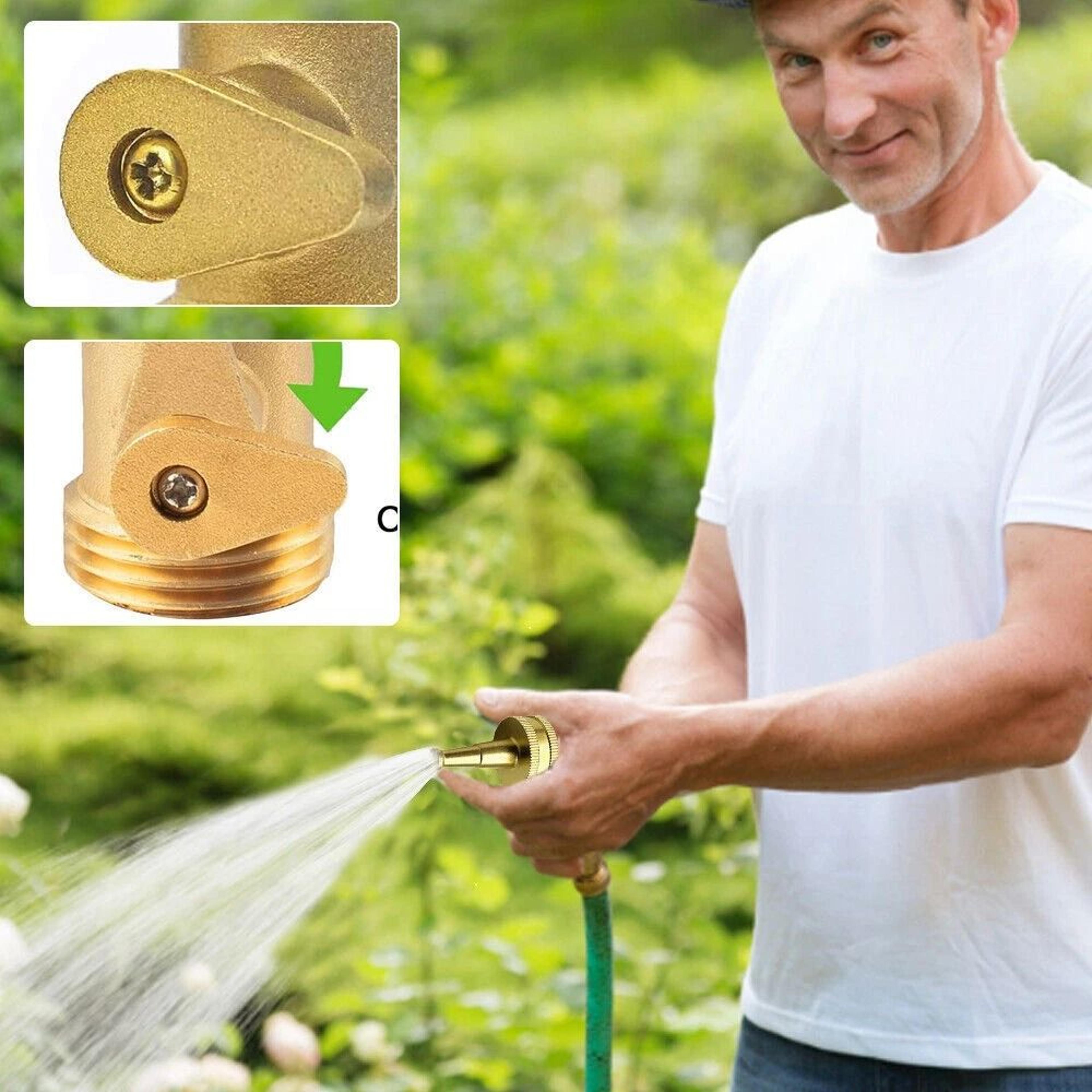 Heavy Duty Brass Garden Hose Shut Off Valve GHT Connector 4Piece Set 11