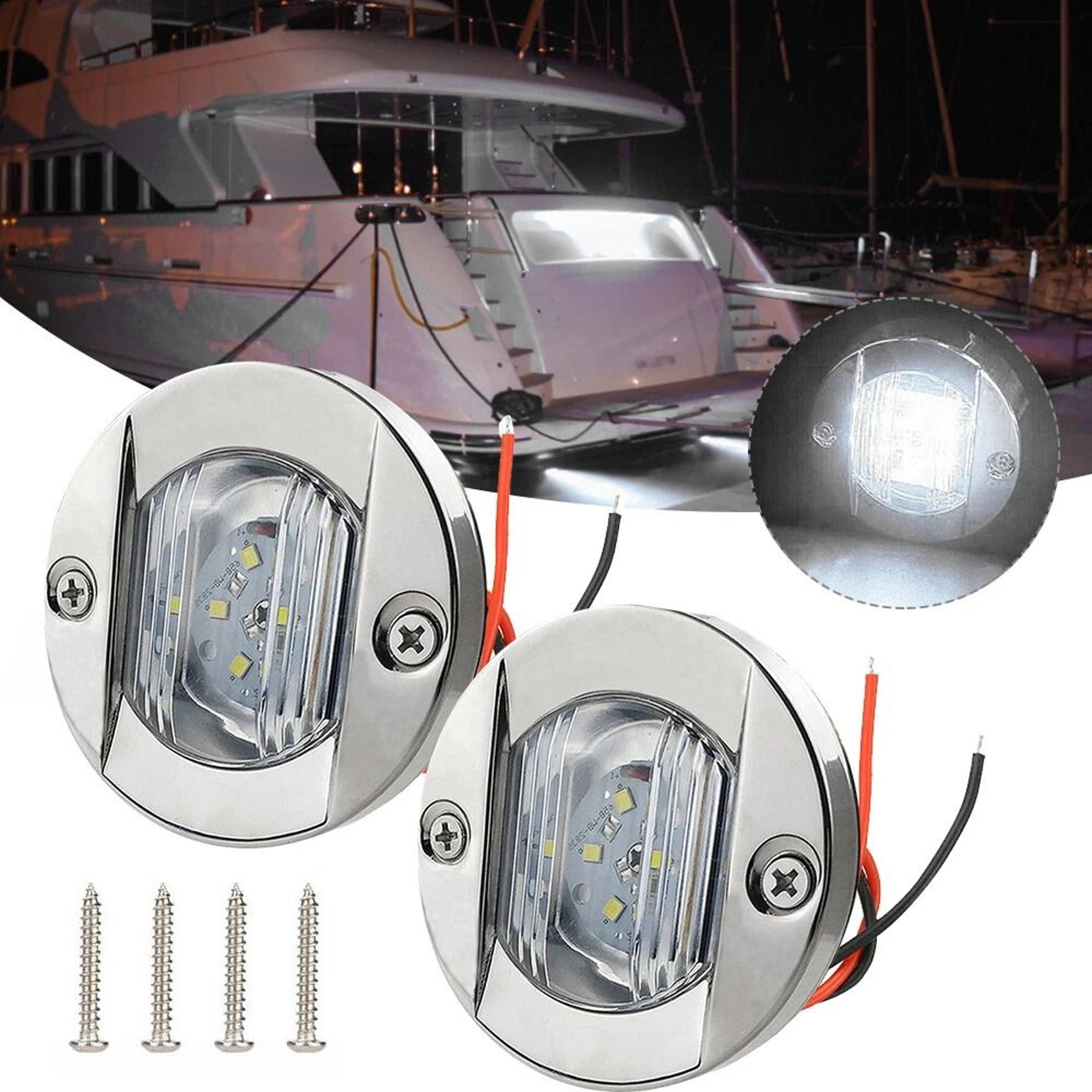 boat courtesy lights round white marine led deck and transom lights