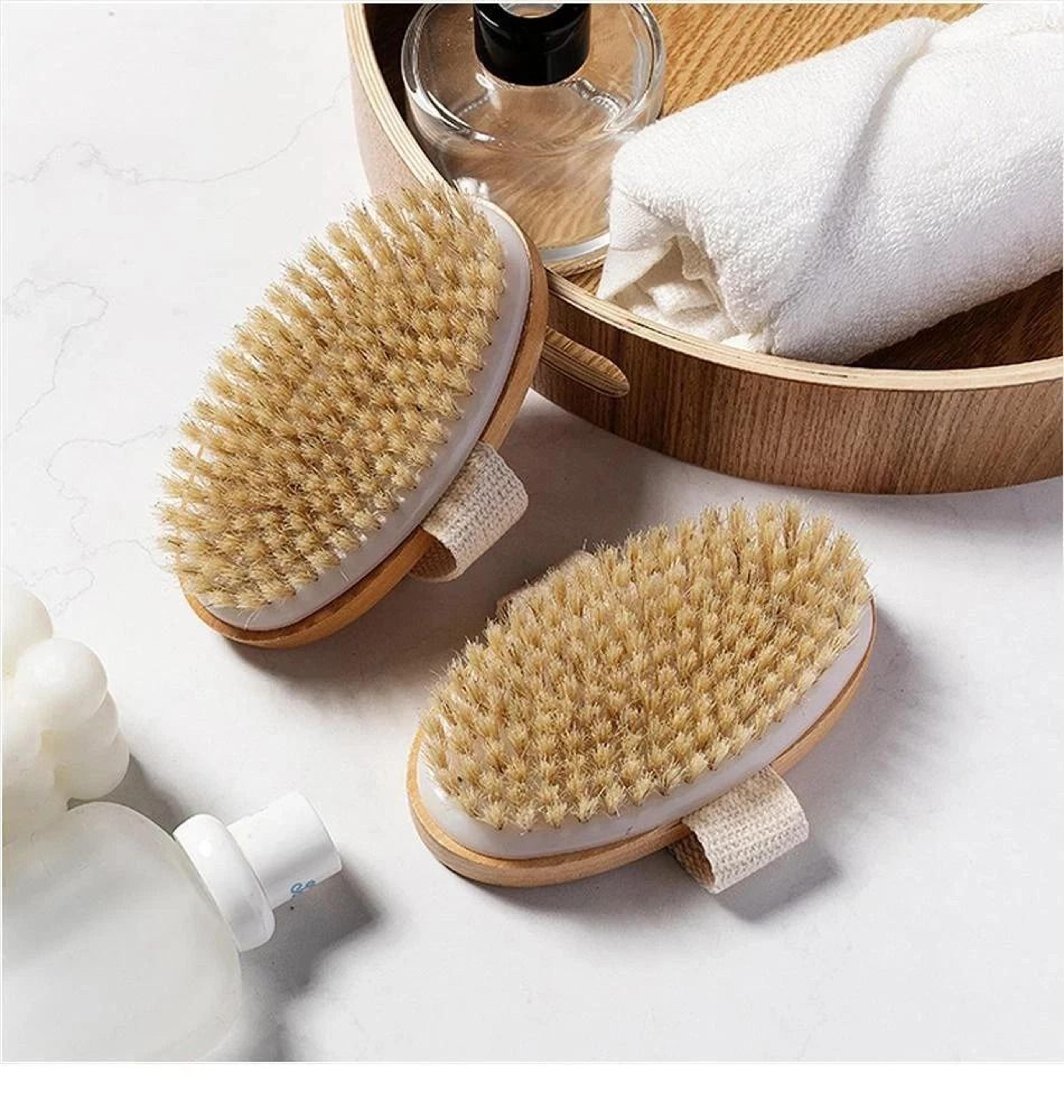 soft bristle dry body brush for wet & dry use wooden exfoliating skin massager