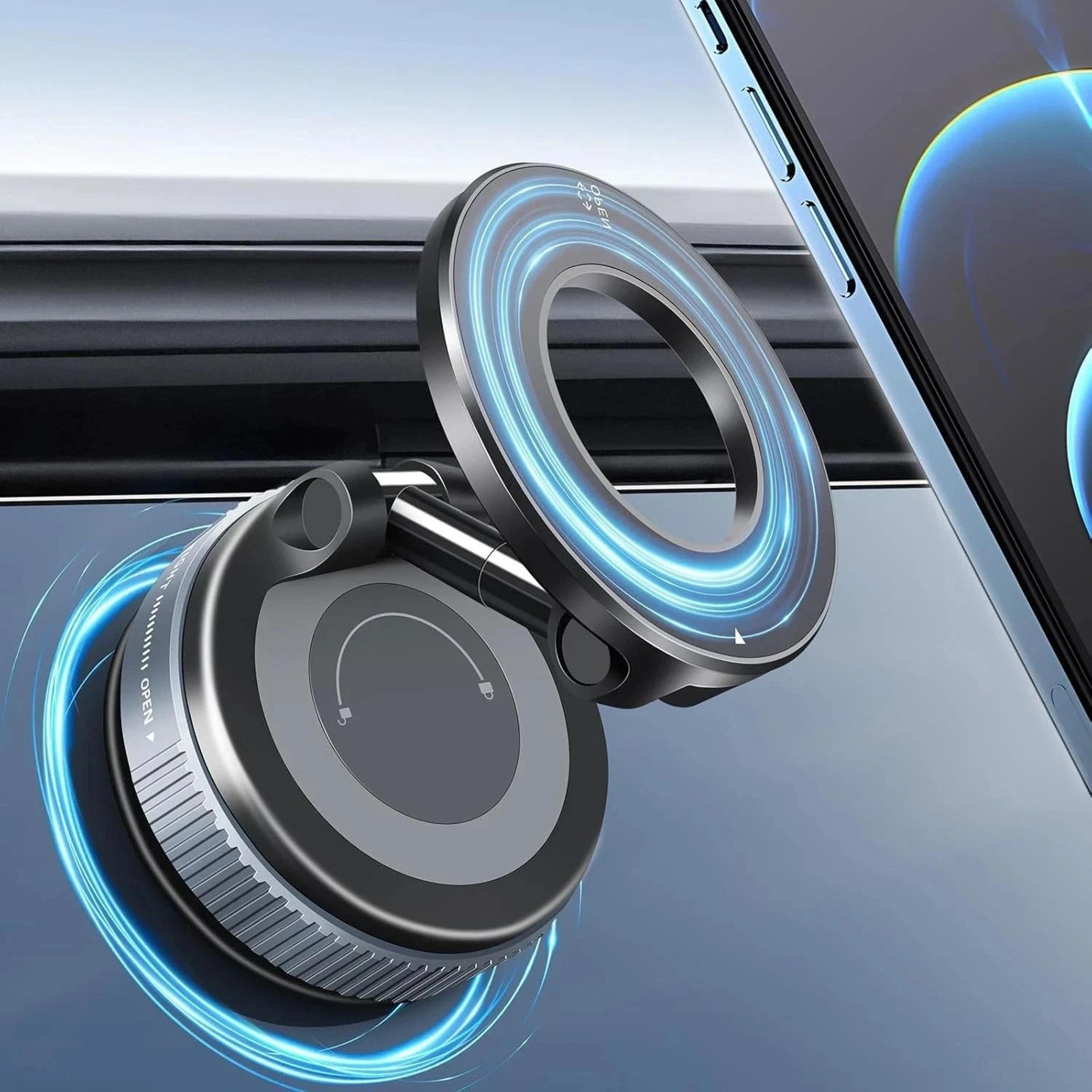 360 adjustable magnetic car phone holder with vacuum suction cup mount