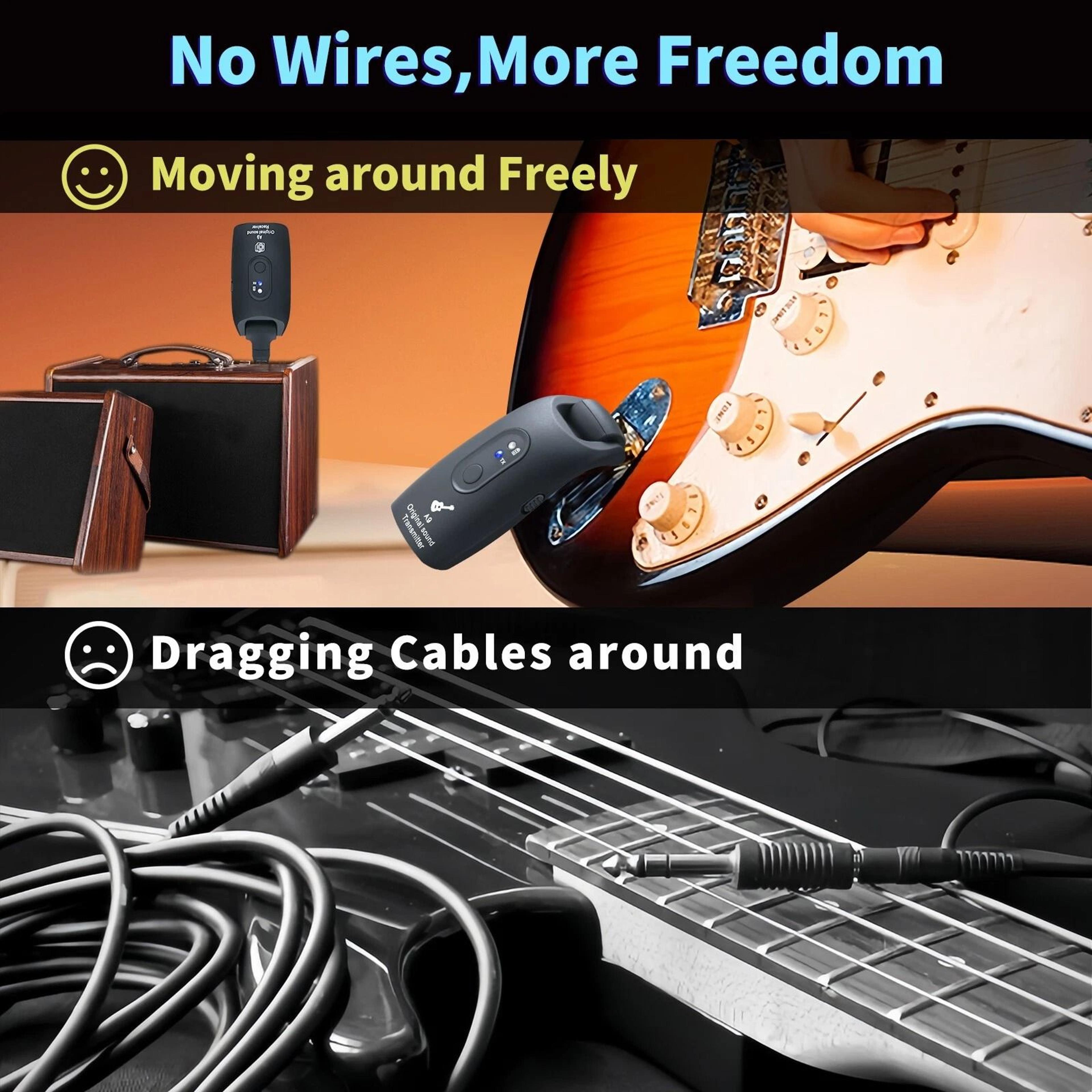 Wireless Guitar System Transmitter Receiver For Electric Guitar And Bass 2