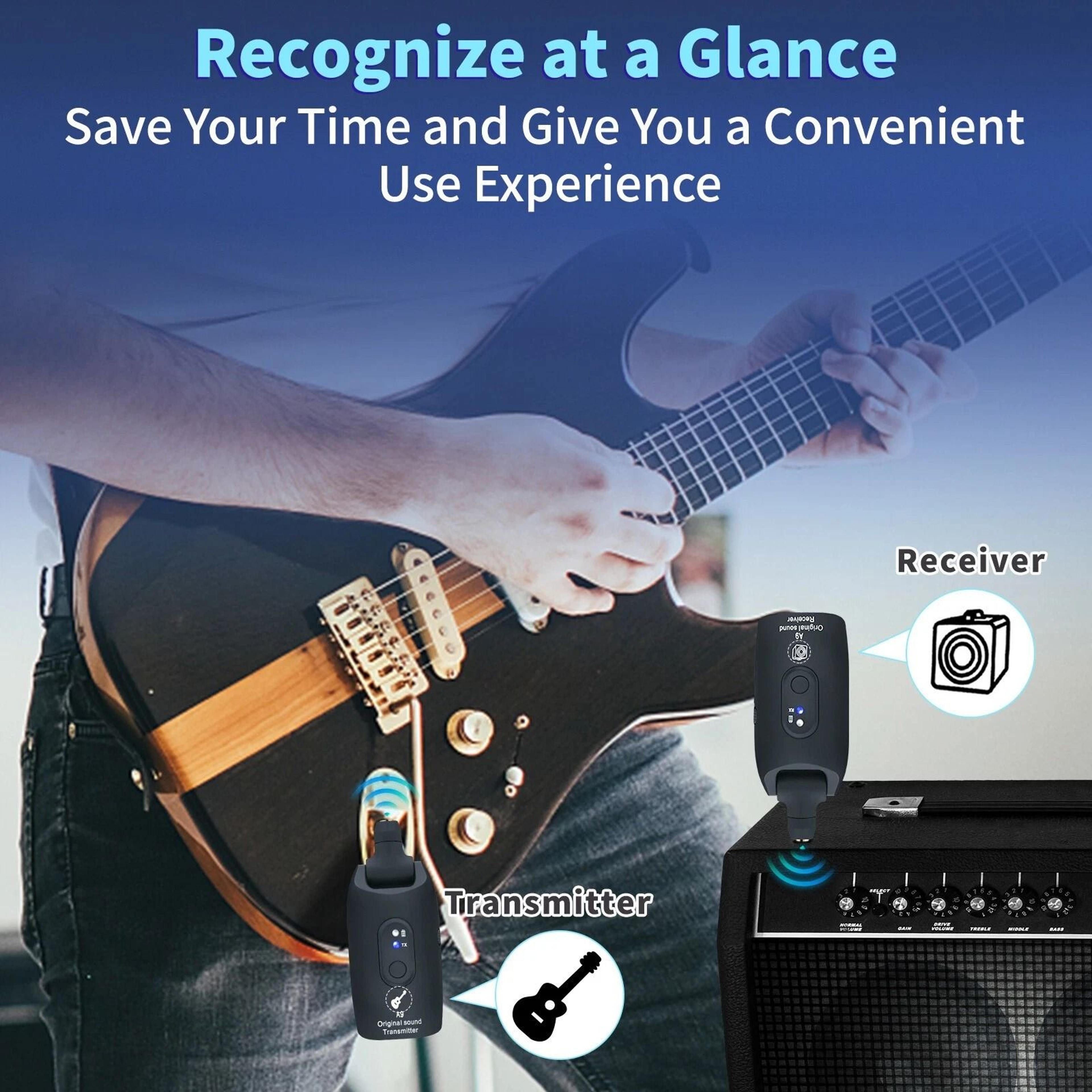 Wireless Guitar System Transmitter Receiver For Electric Guitar And Bass 3