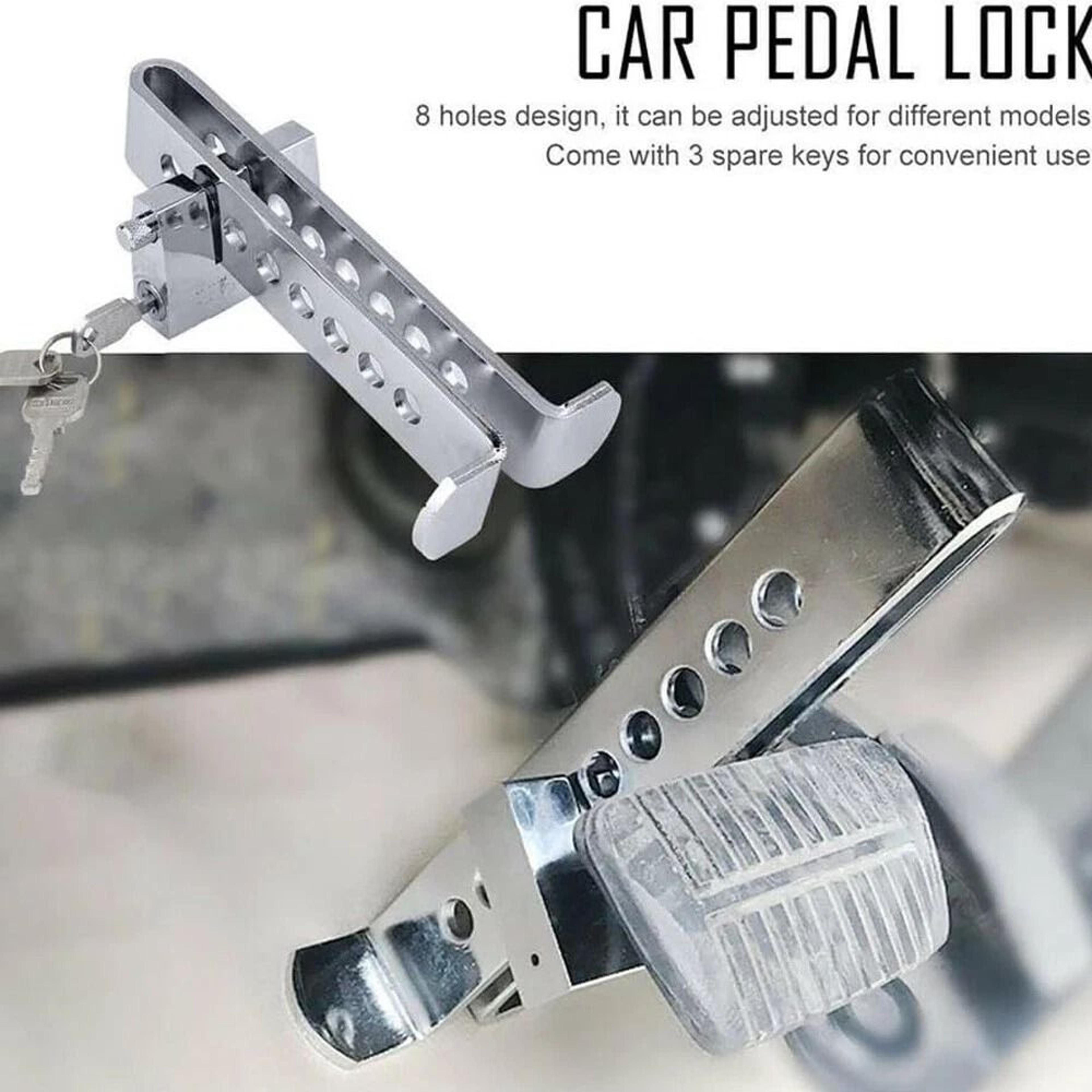Stainless Steel Brake Pedal Lock Anti Theft Vehicle Security With 3 Keys 4
