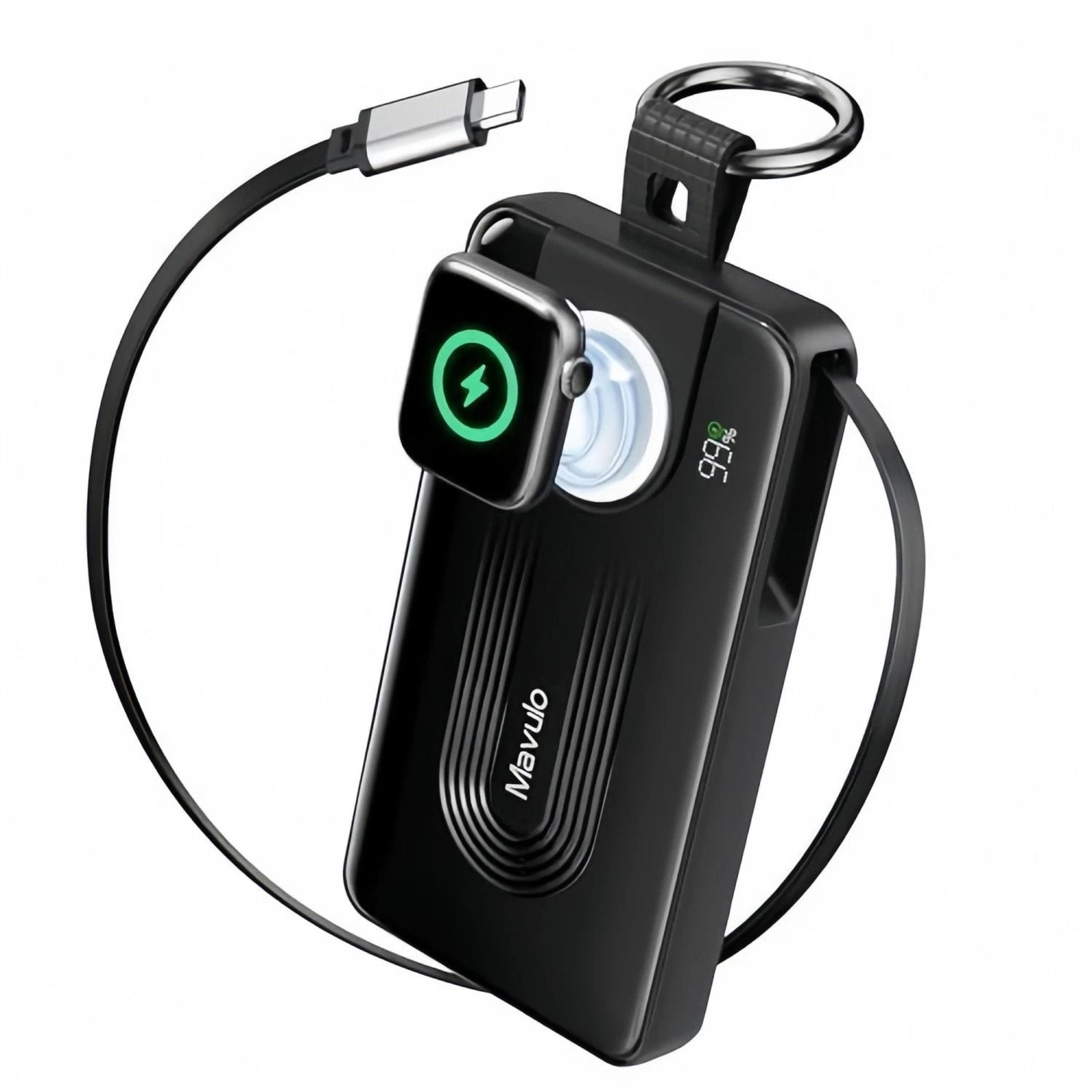 portable power bank with retractable fast charger for apple watch