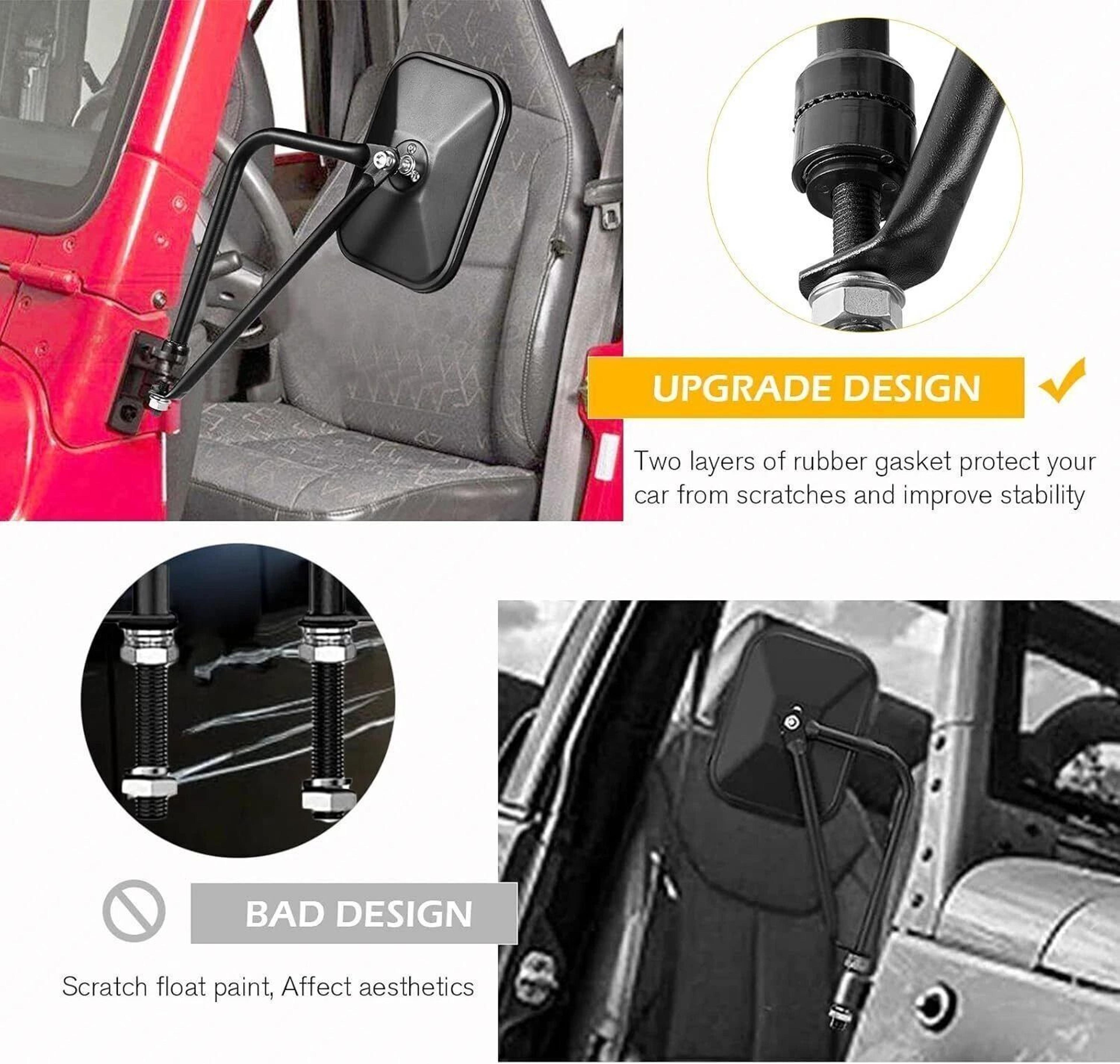 Jeep Wrangler Door Off Mirrors Steel Quick Release Side Mirror Pair 1