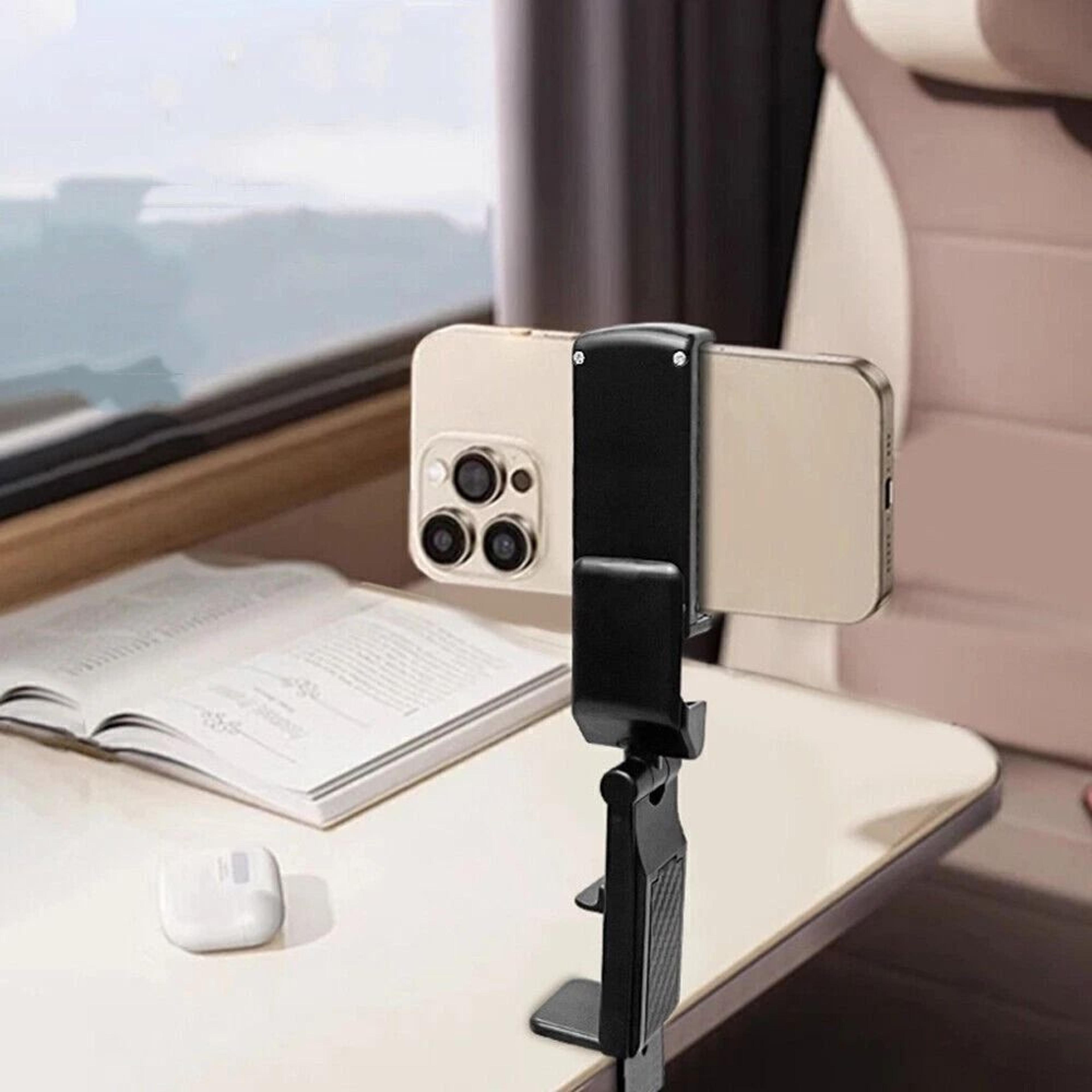 universal airplane phone holder 360 rotation travel phone mount for desk and car