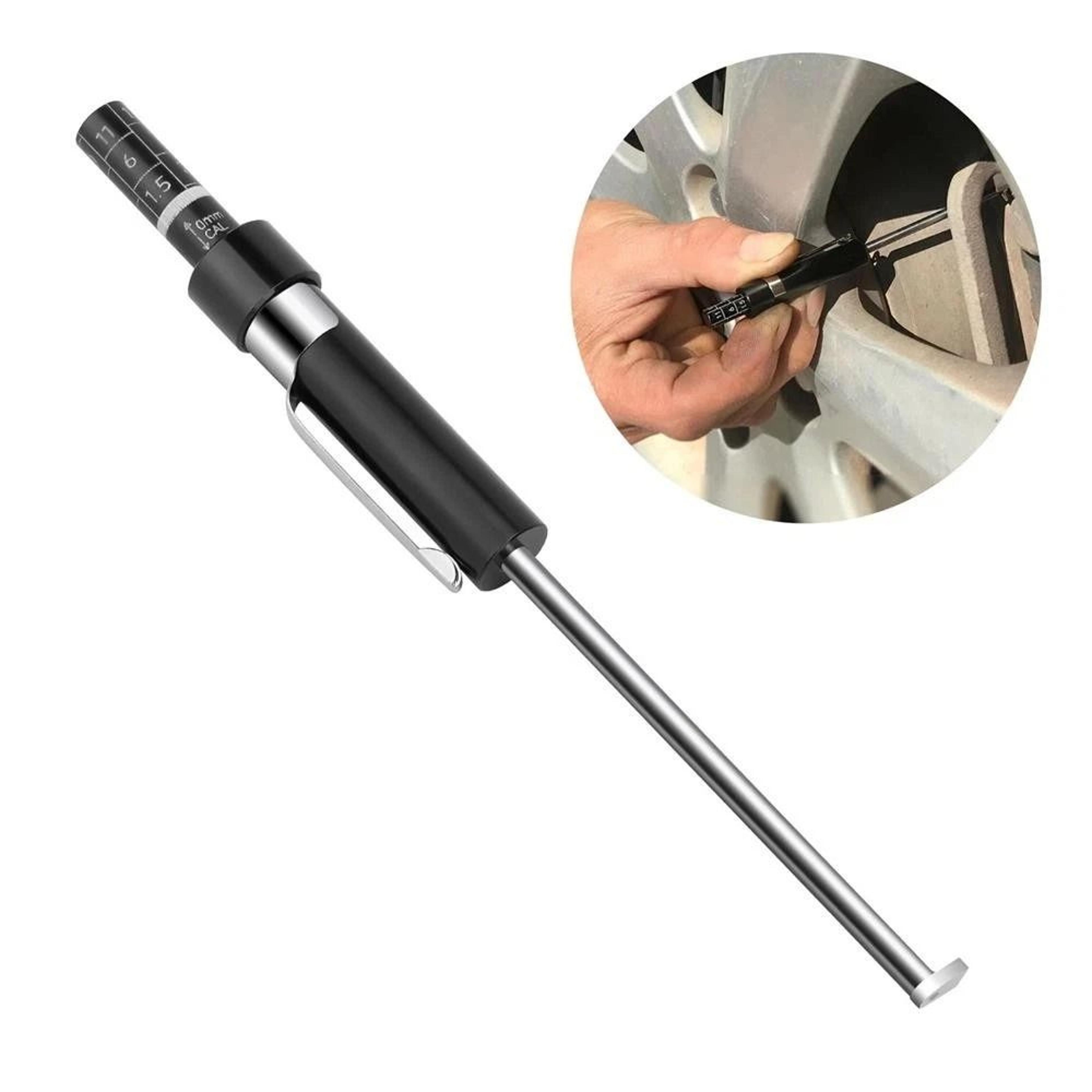 brake pad thickness gauge tool with scale for fast car brake inspection