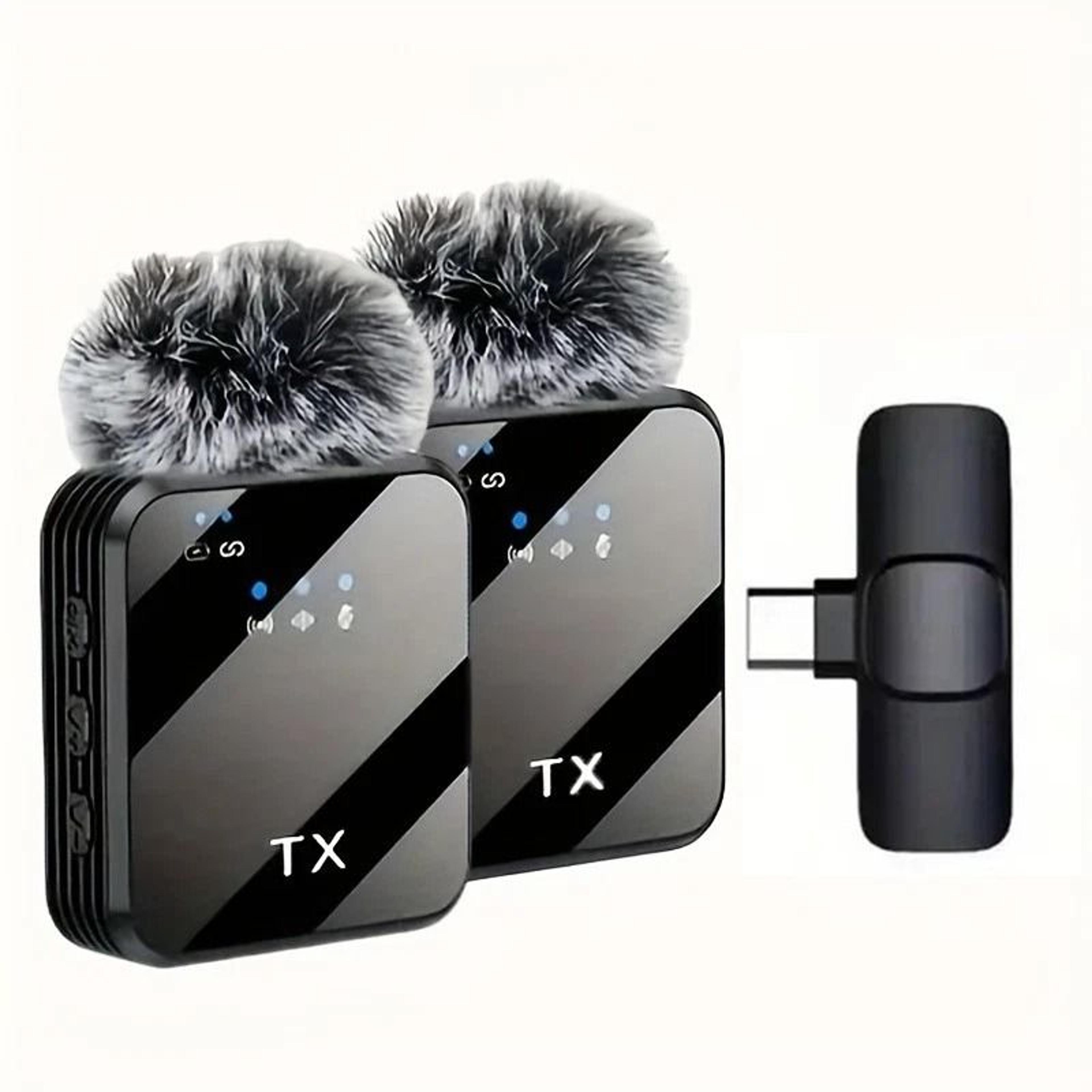 3 in 1 wireless lavalier microphone for iphone android camera