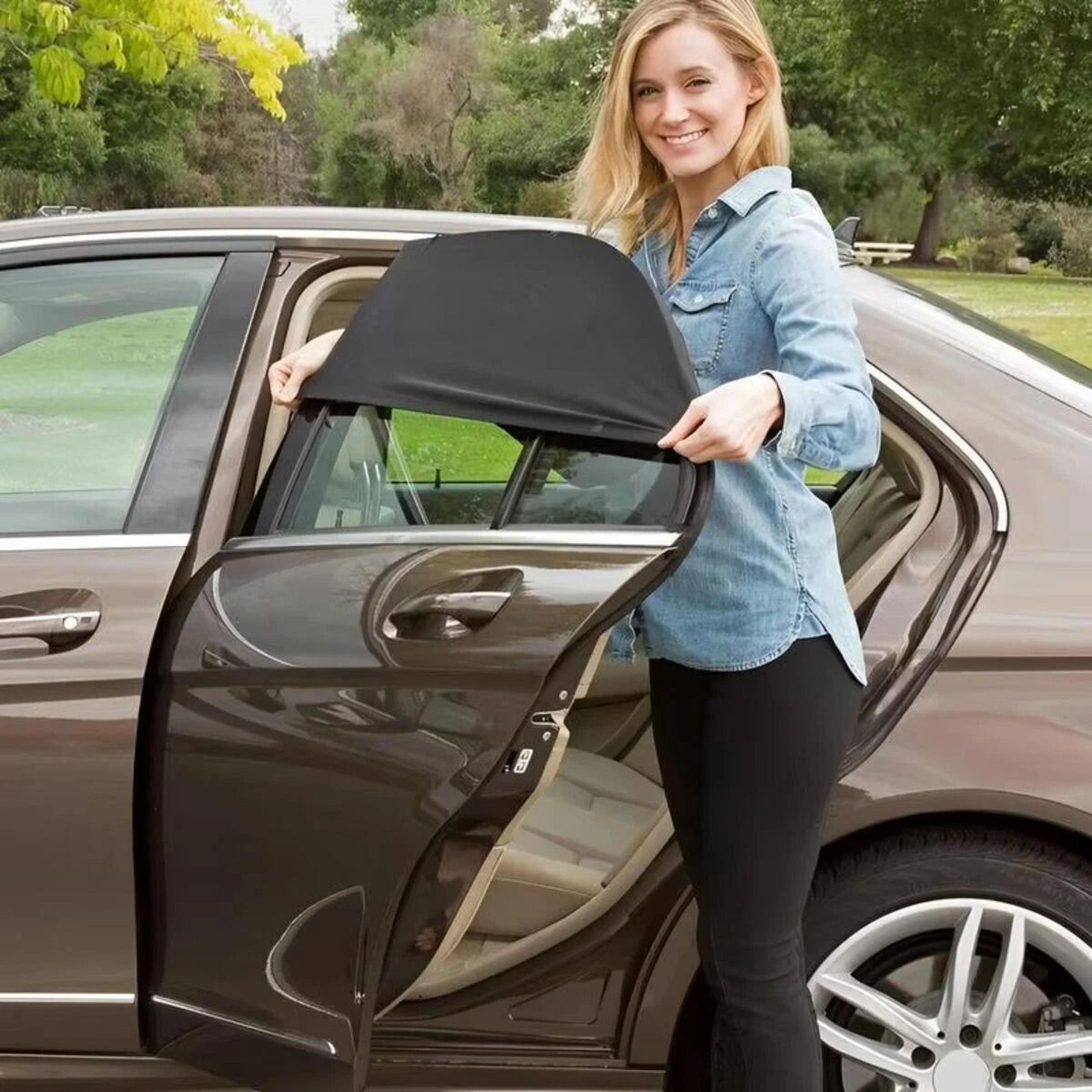 car window sunshade set front & rear side window mesh shade for uv protection