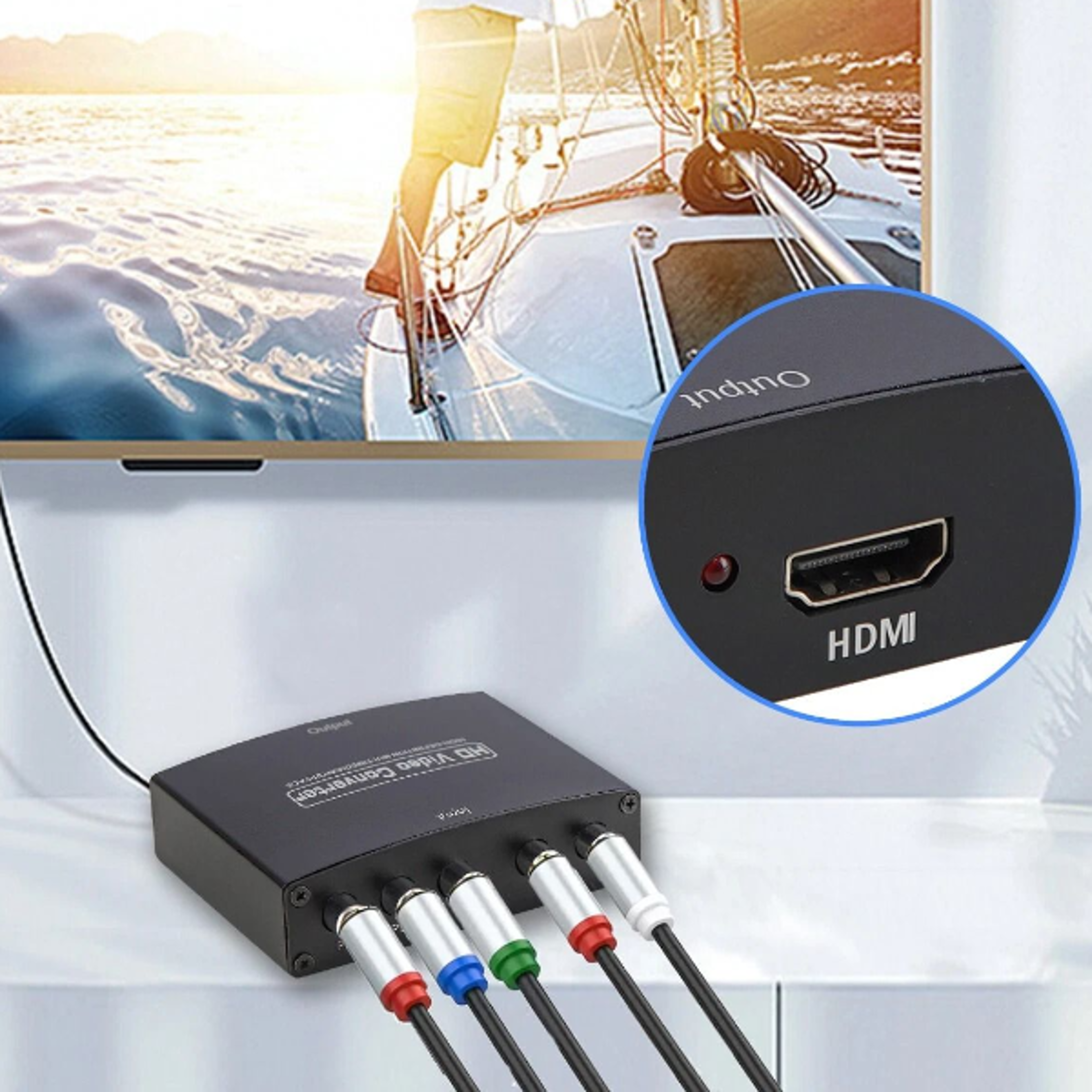 hdmi converter adapter ypbpr component video & stereo audio to hdmi for ps3, xbox, dvd