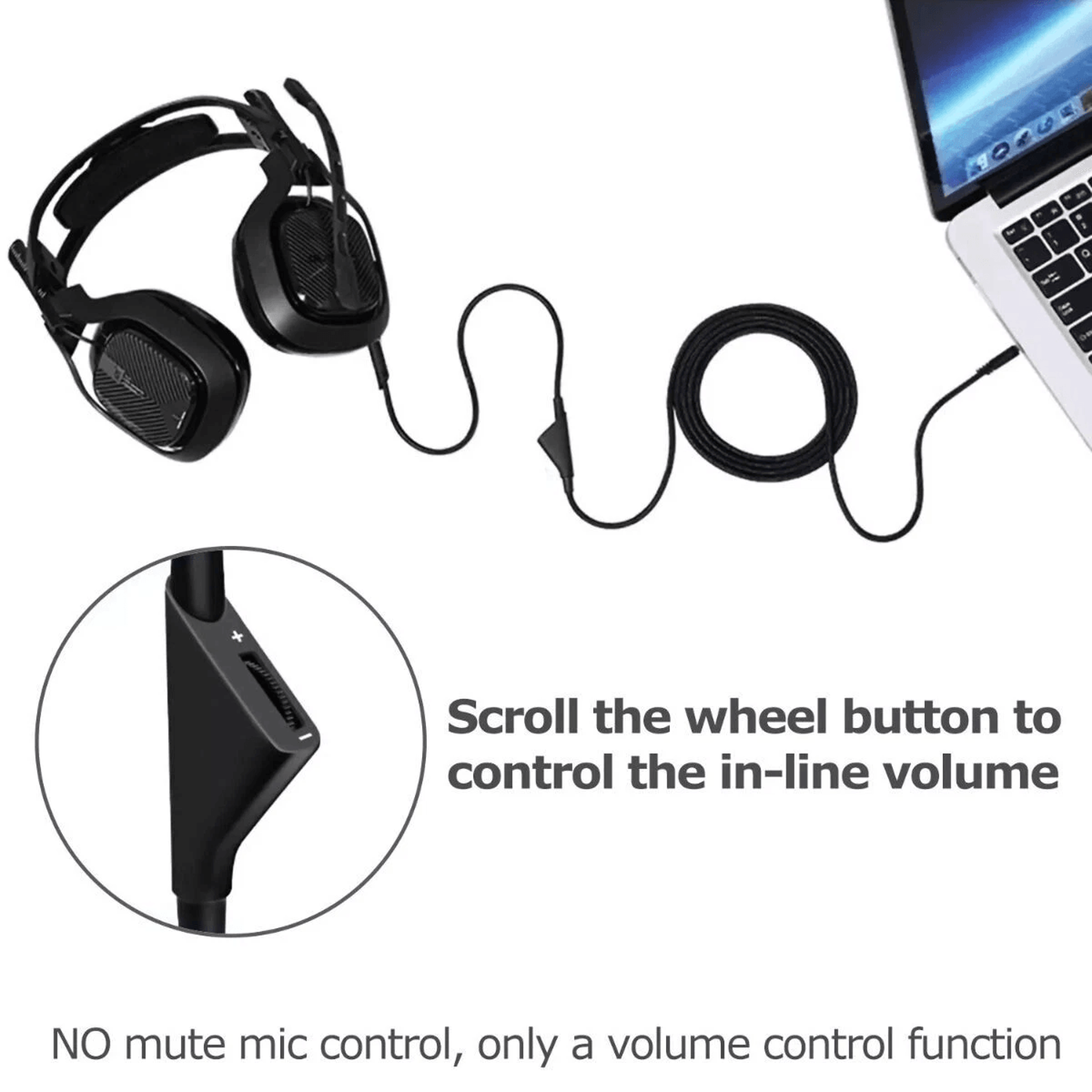 Replacement Audio Cable With Volume Control For Astro A10 A40 Gaming Headsets 2
