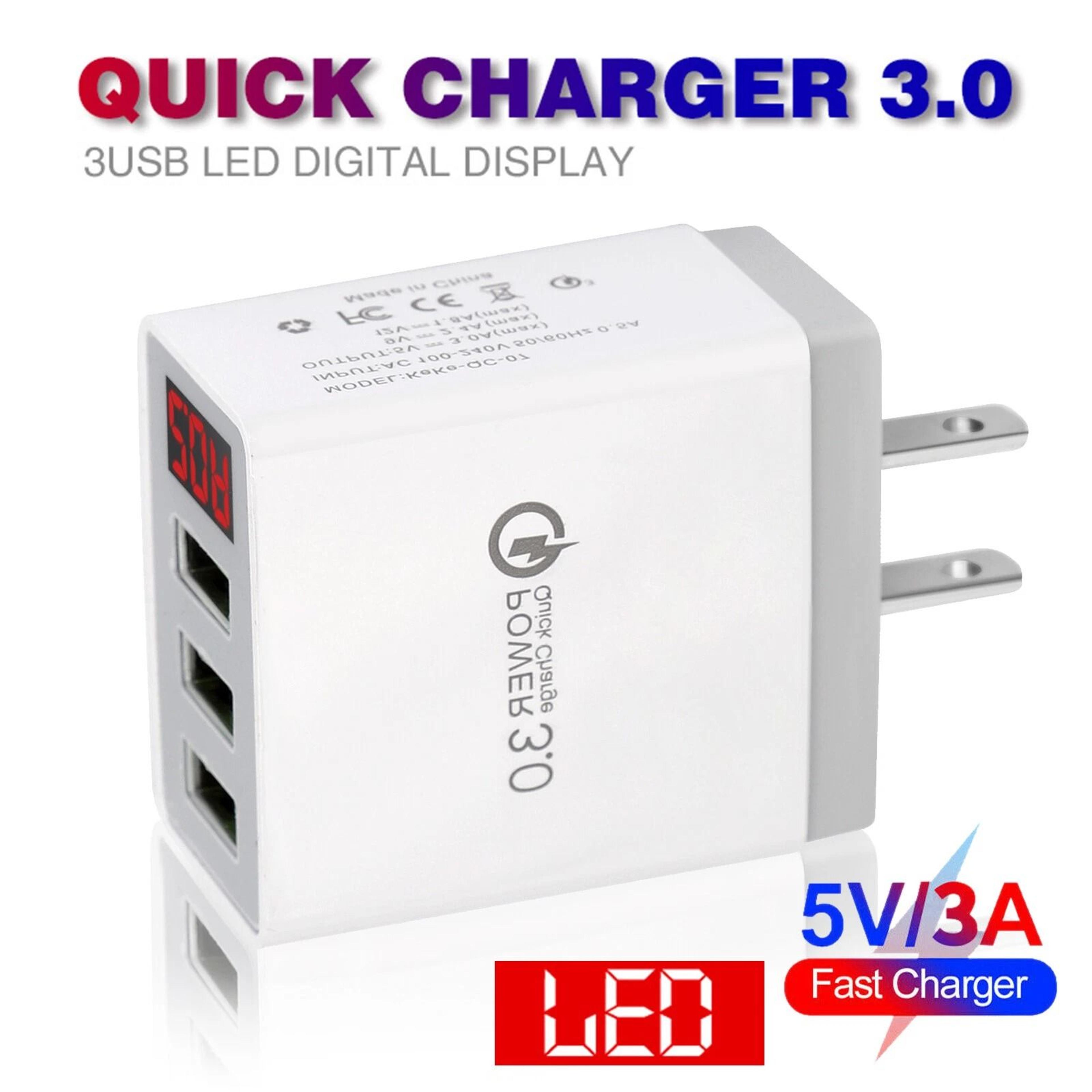 3 Port USB Wall Charger Fast Charging QC For Samsung And Android Phones 2