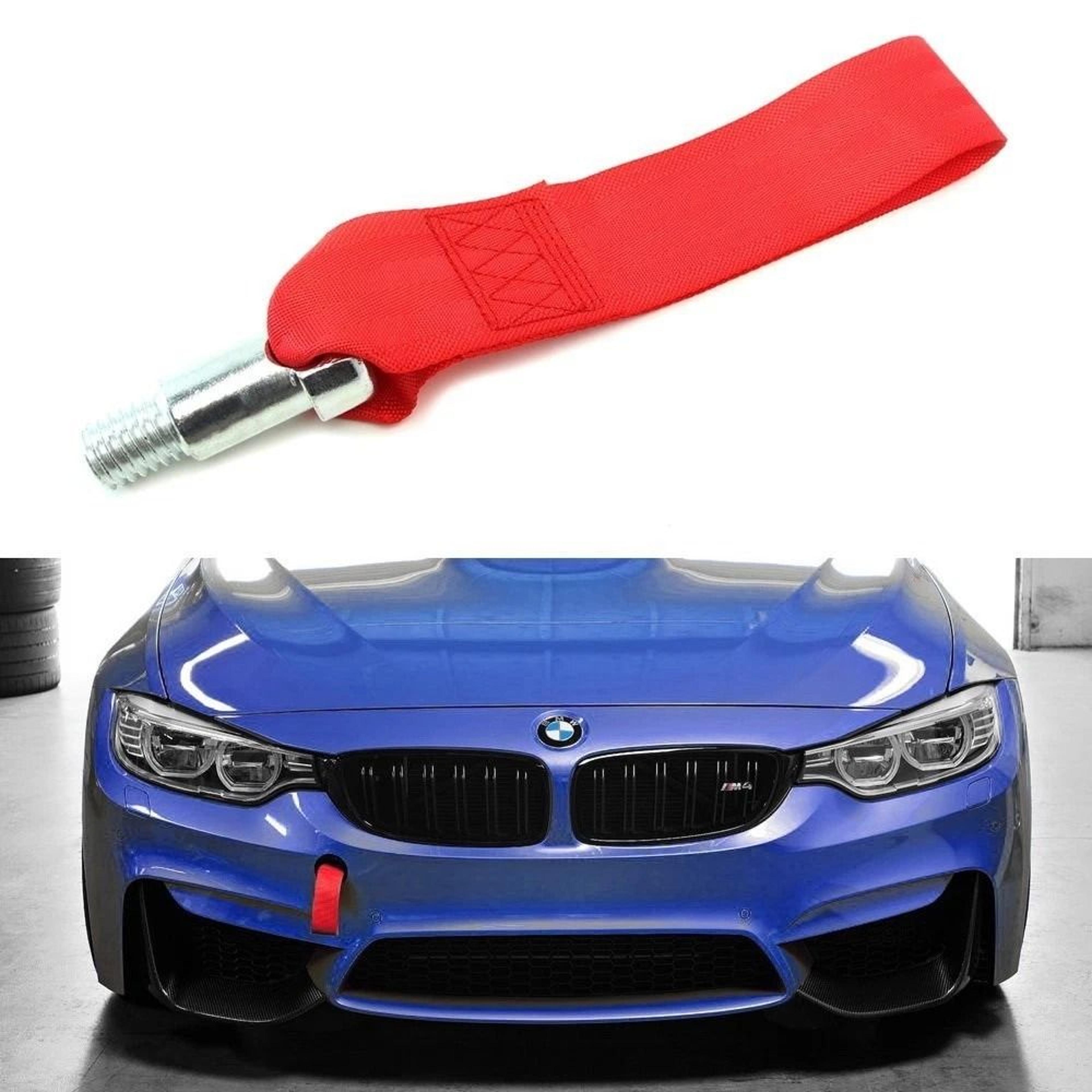 red bmw tow hook strap high strength racing style for bmw f series