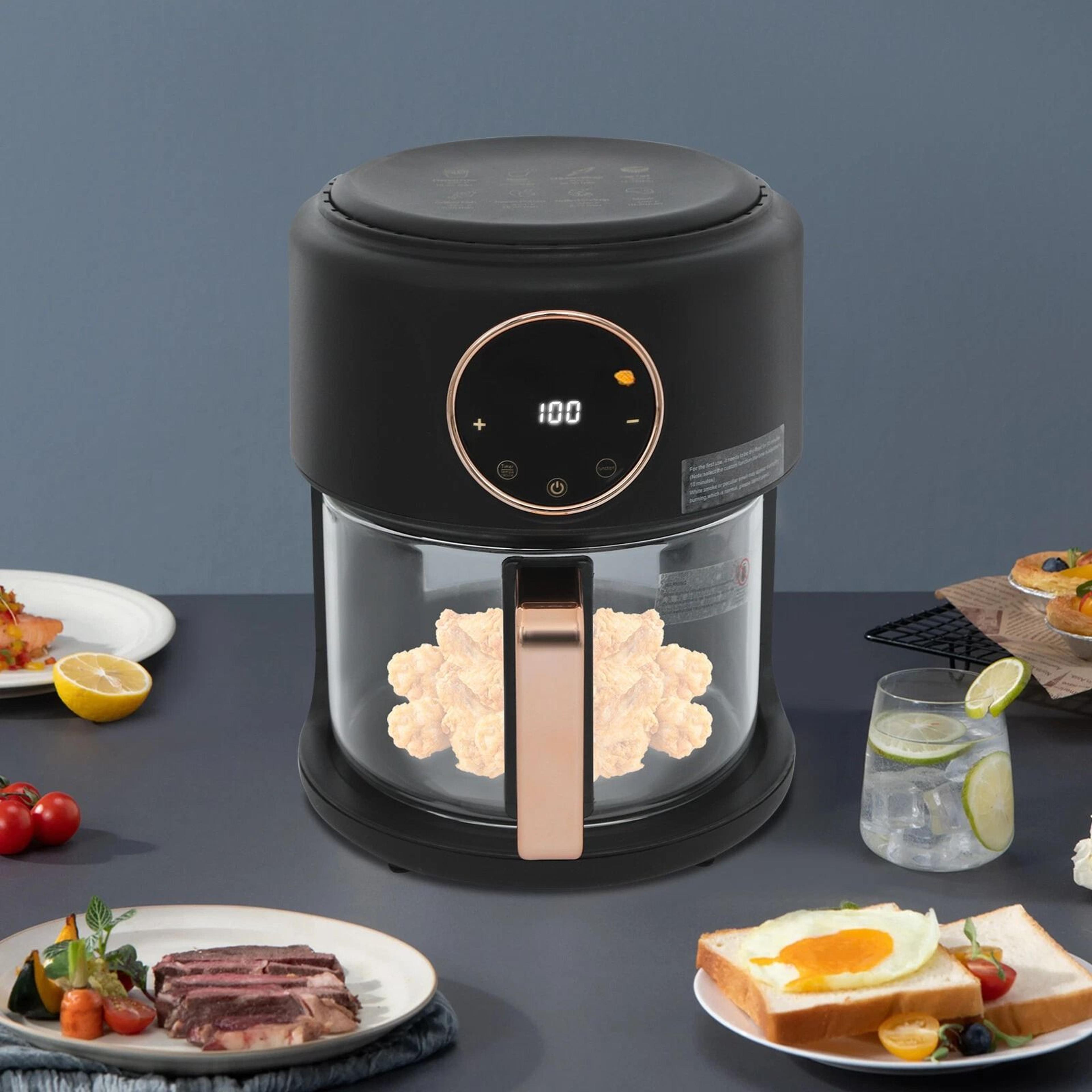 glass air fryer 360° viewable with touch control healthy cooking made easy