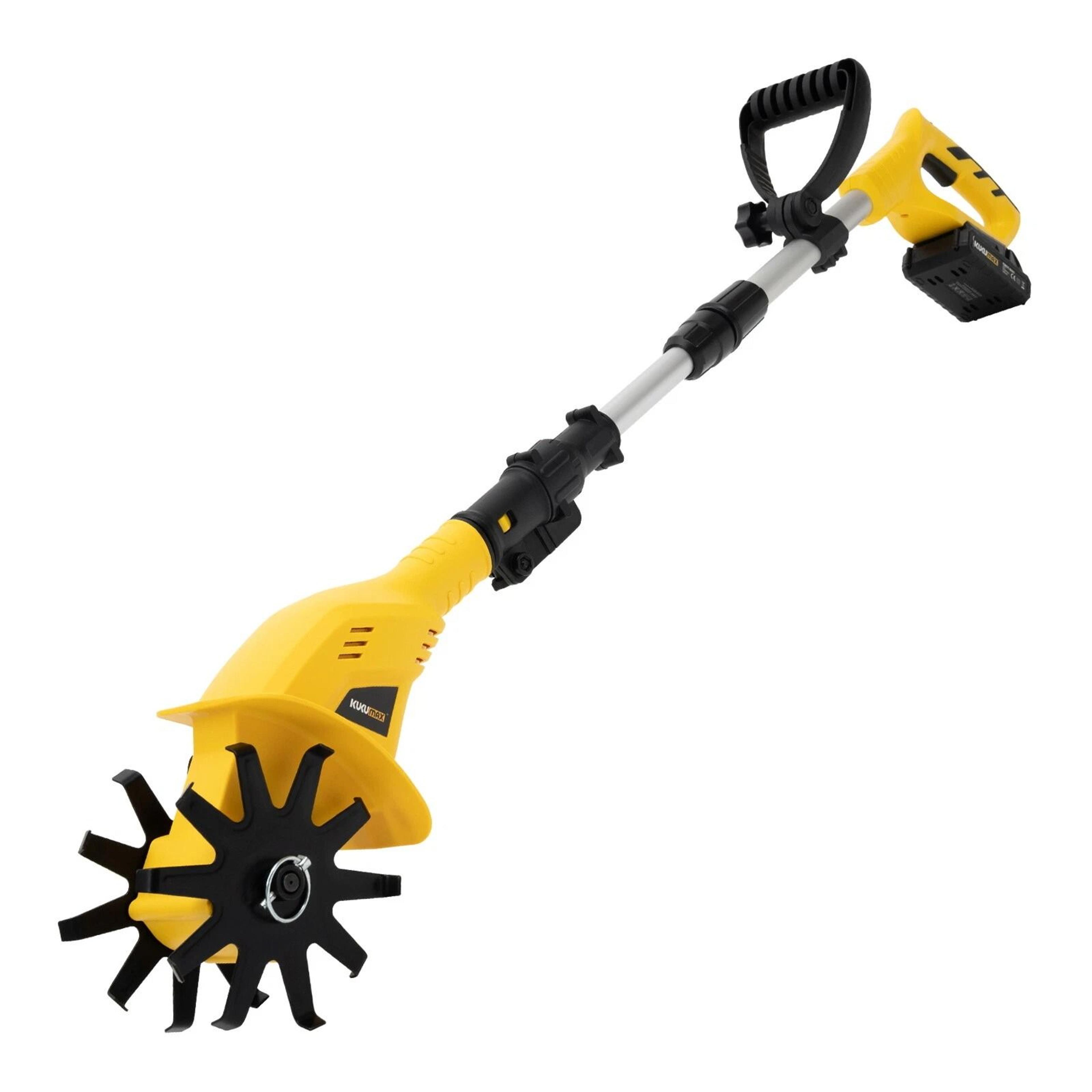 electric cordless garden tiller & rechargeable rototiller battery powered soil cultivator tool for yard, lawn & garden