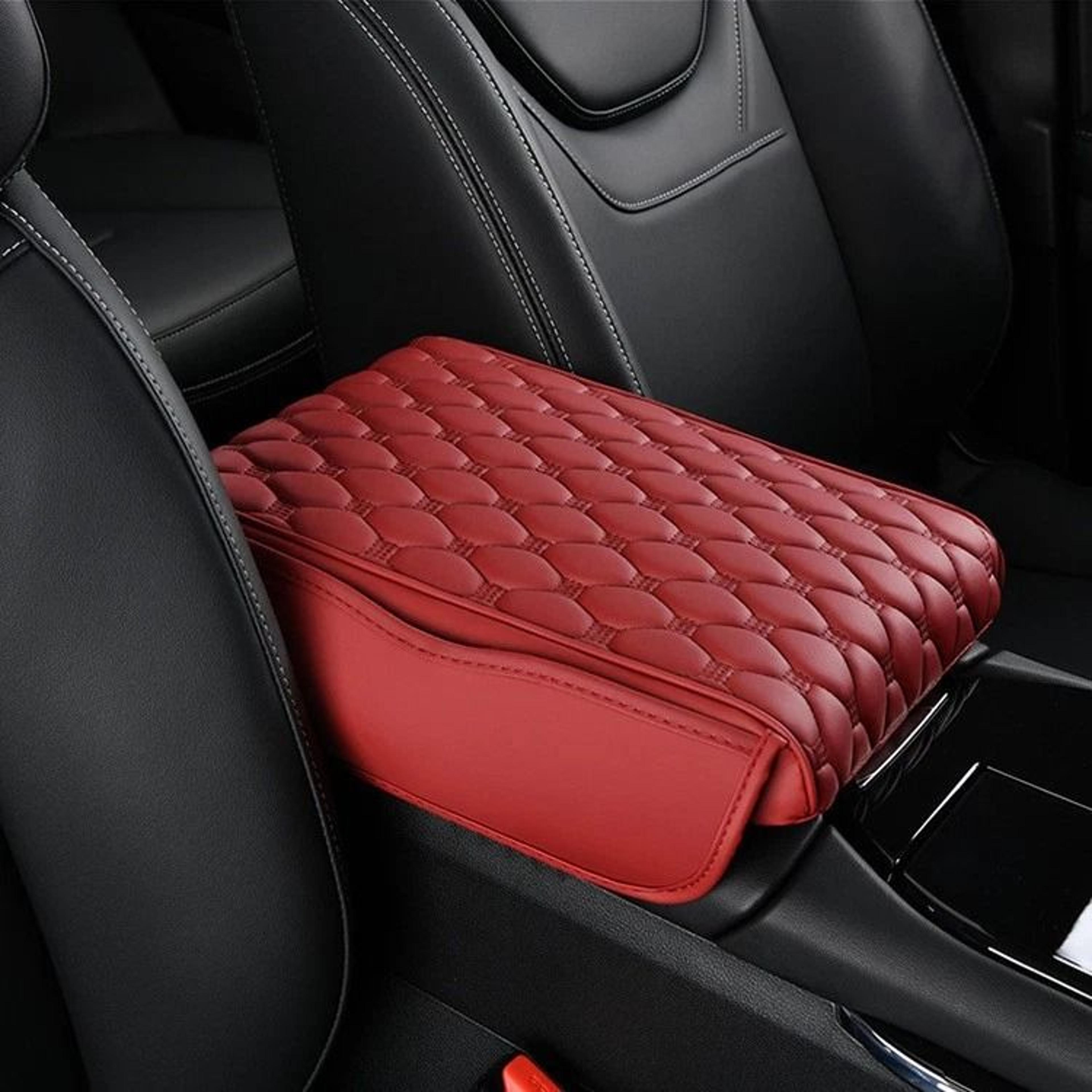 car armrest cushion center console cover with pocket red