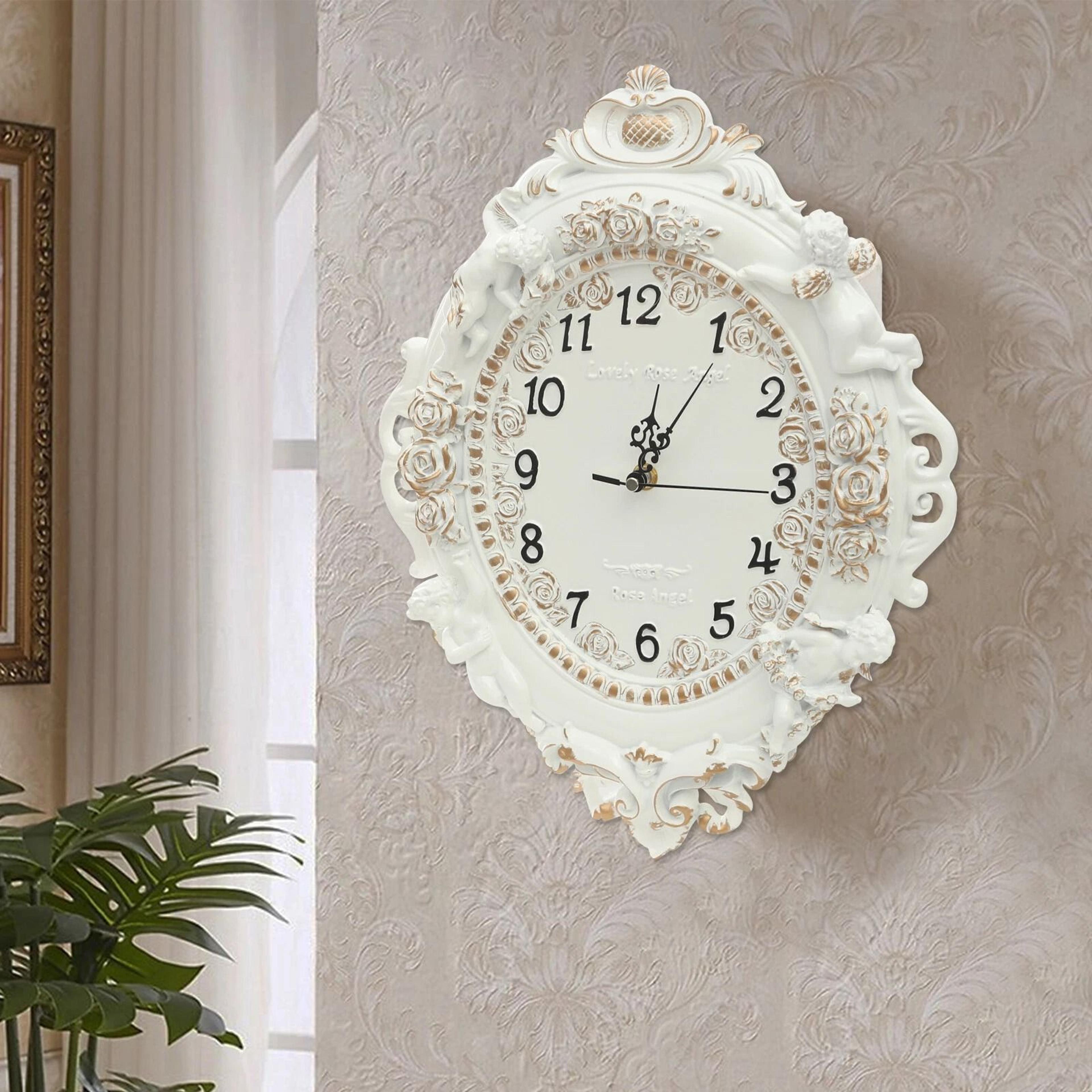 elegant european wall clock for living room, oval quartz decorative wall clock
