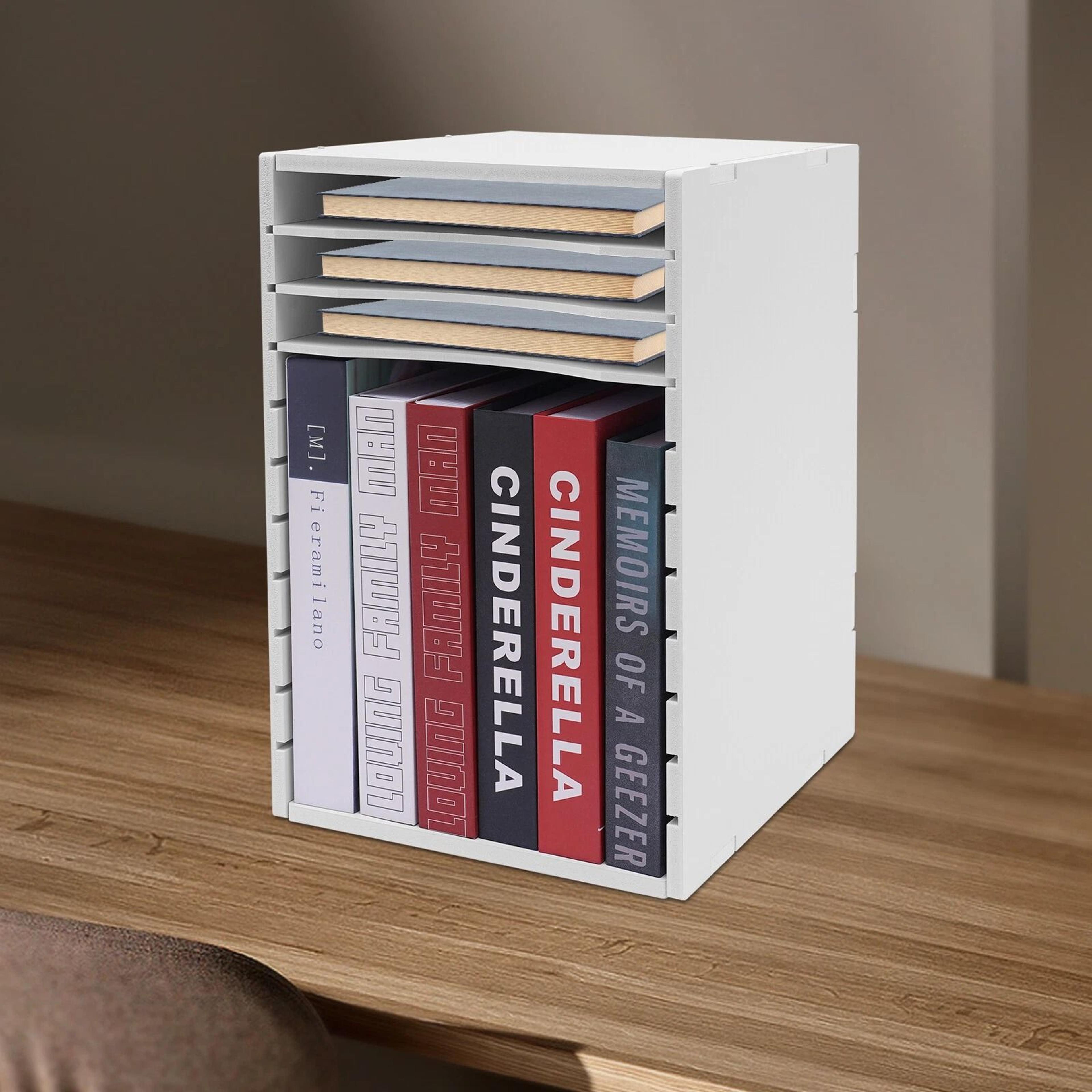 premium vertical desktop organizer & paper storage holder compartment office file sorter for desk