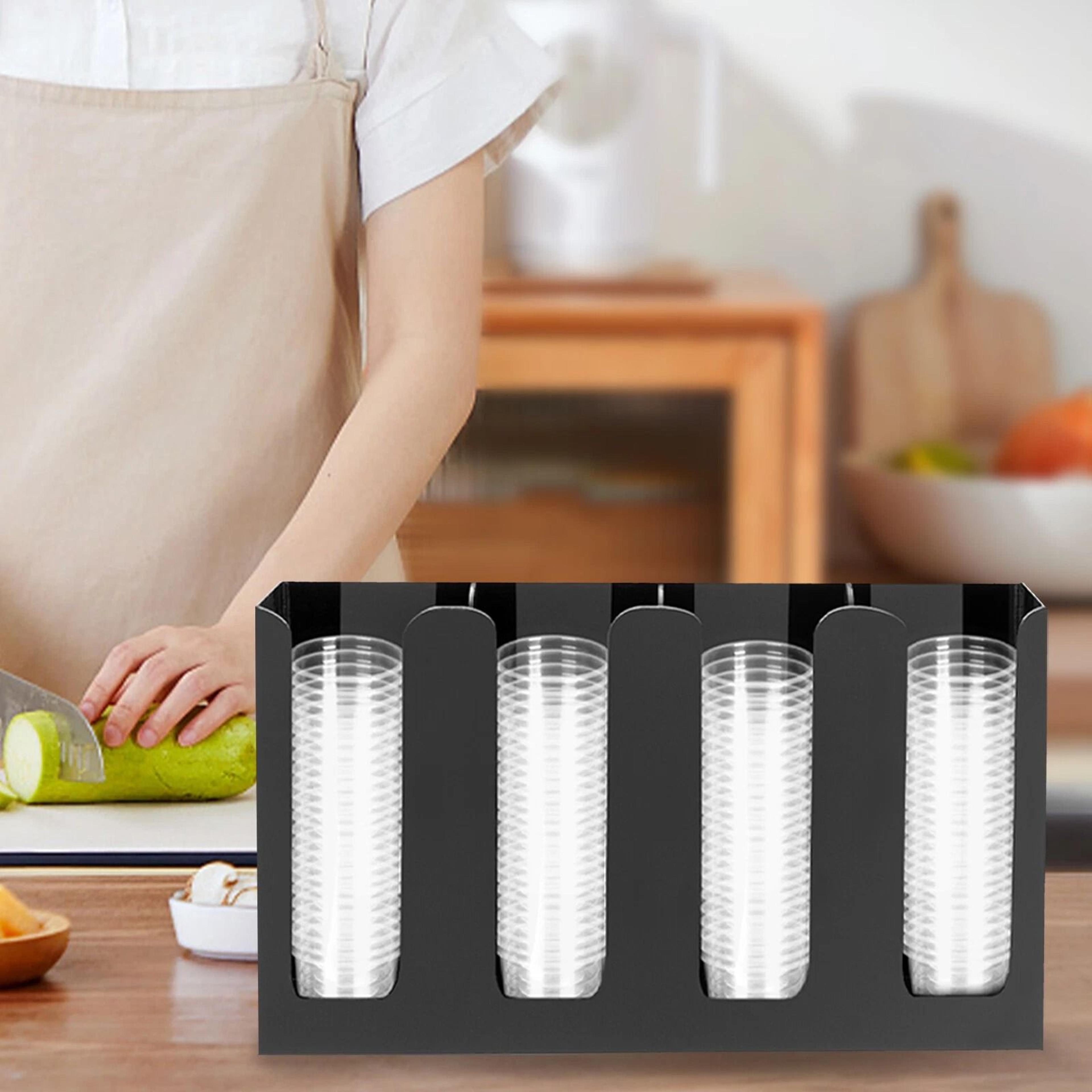 countertop cup lid organizer & coffee station cup holder 4 partition durable dispenser