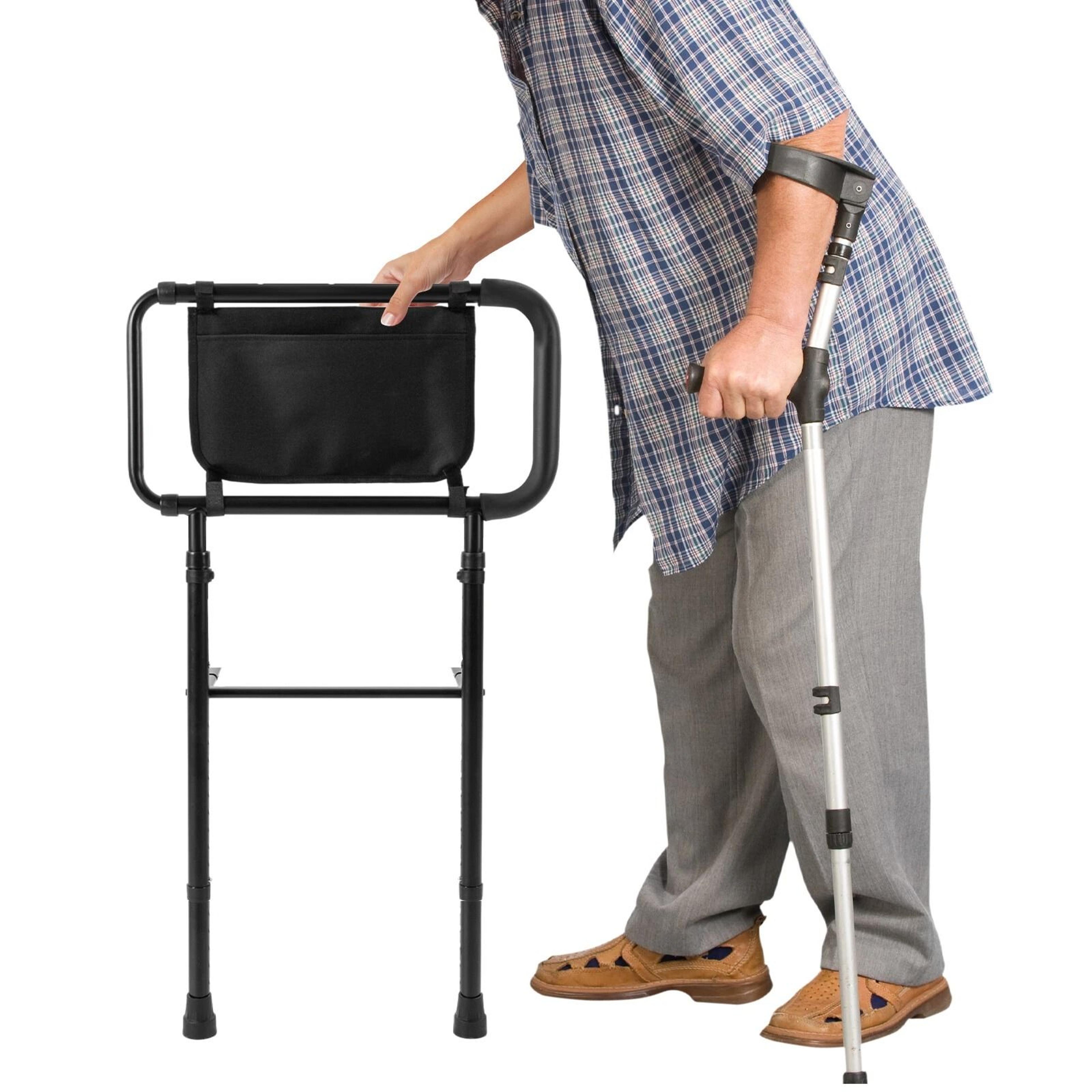 Adjustable Bed Assist Bar  Bedside Rail With Storage Pocket For Safer Mobility 3
