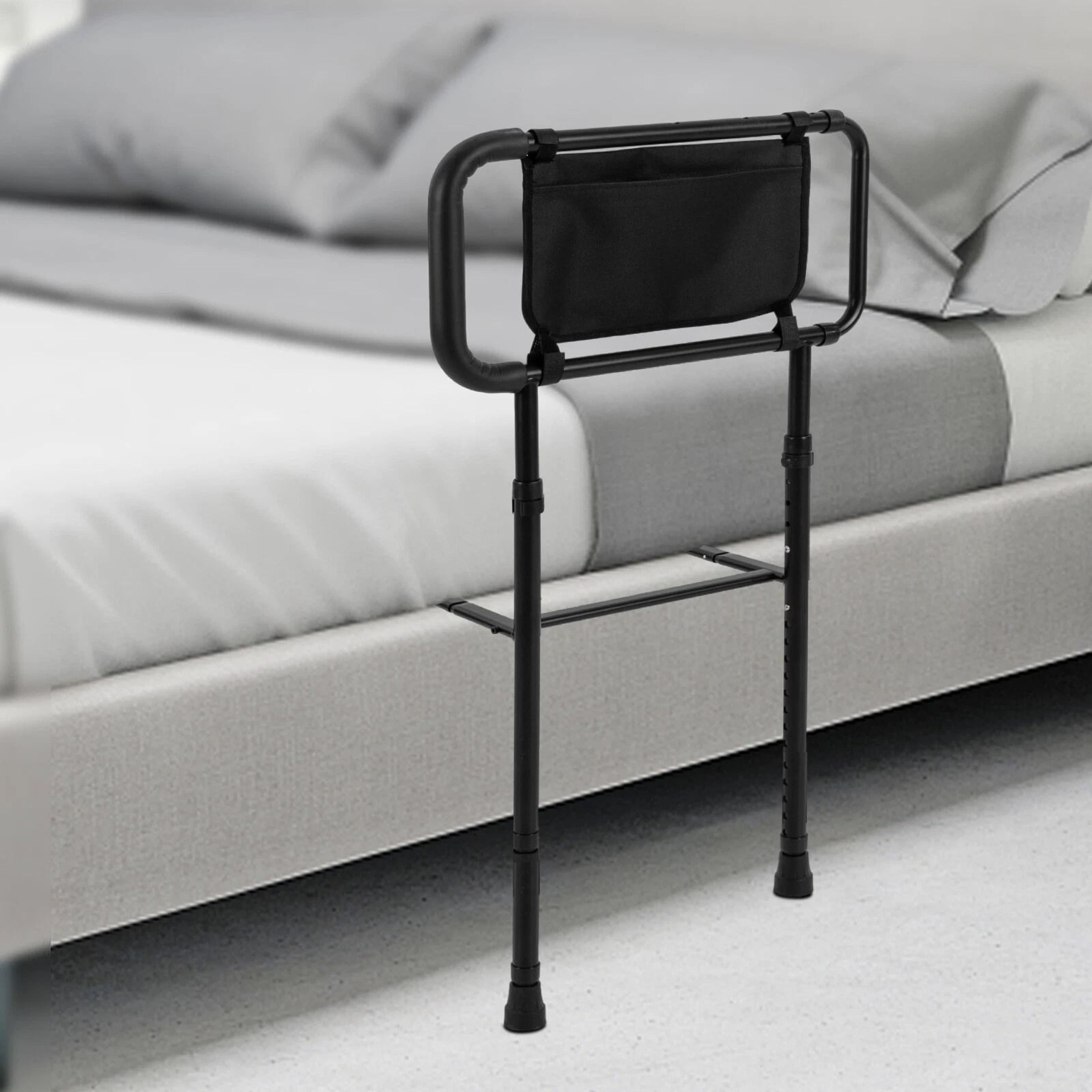 Adjustable Bed Assist Bar  Bedside Rail With Storage Pocket For Safer Mobility 7