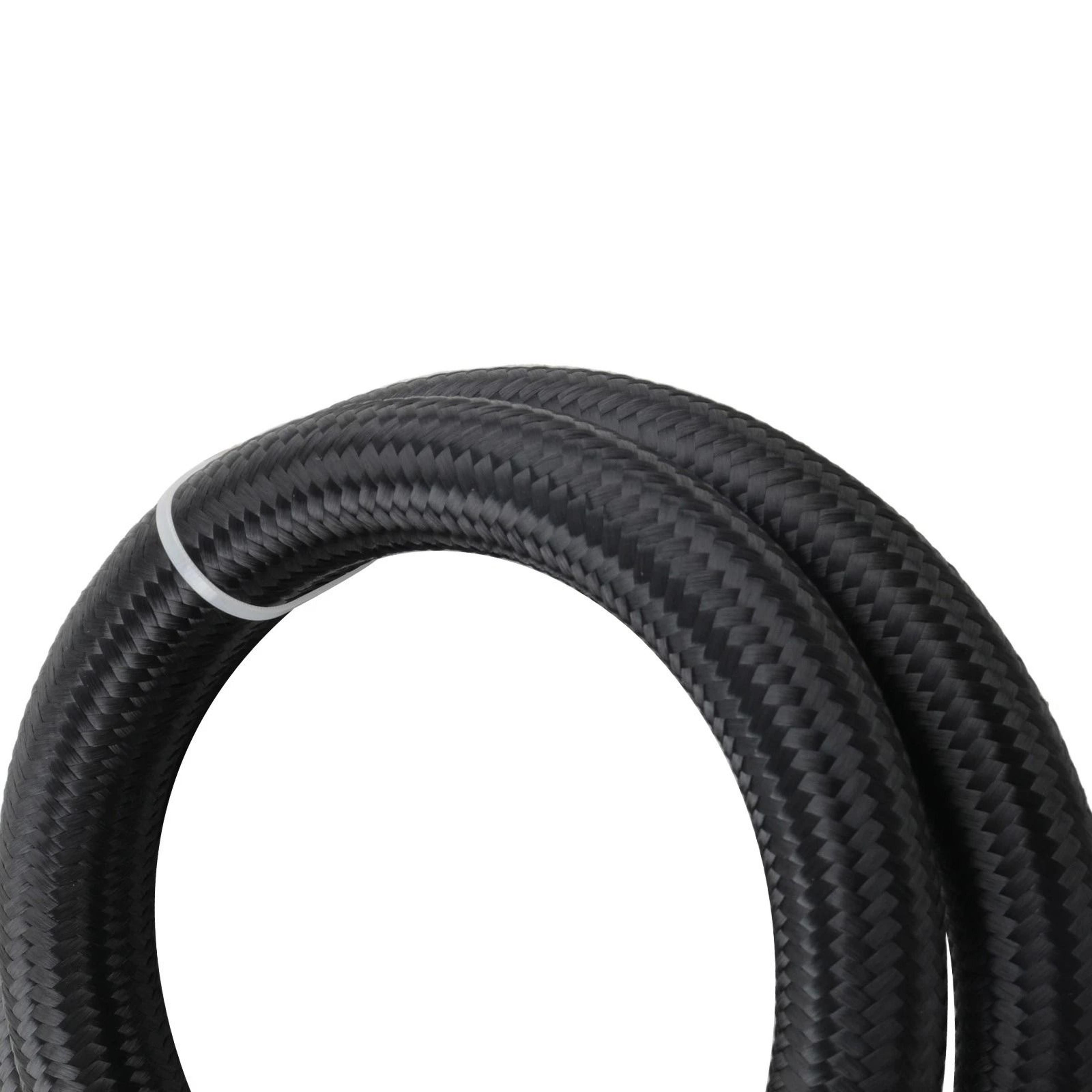 Black Fuel Line Stainless Steel Nylon Braided Oil Hose 3