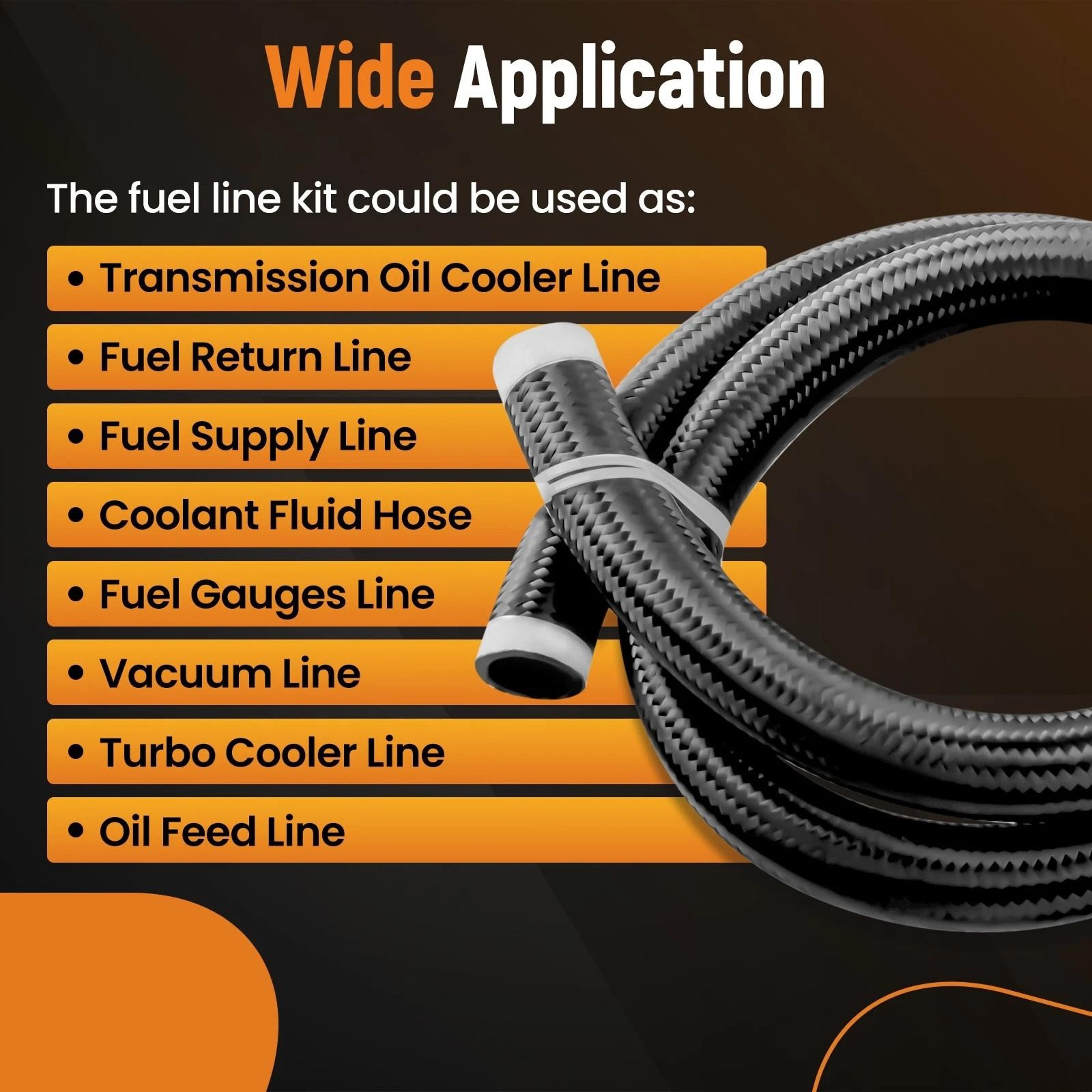 Black Fuel Line Stainless Steel Nylon Braided Oil Hose 9