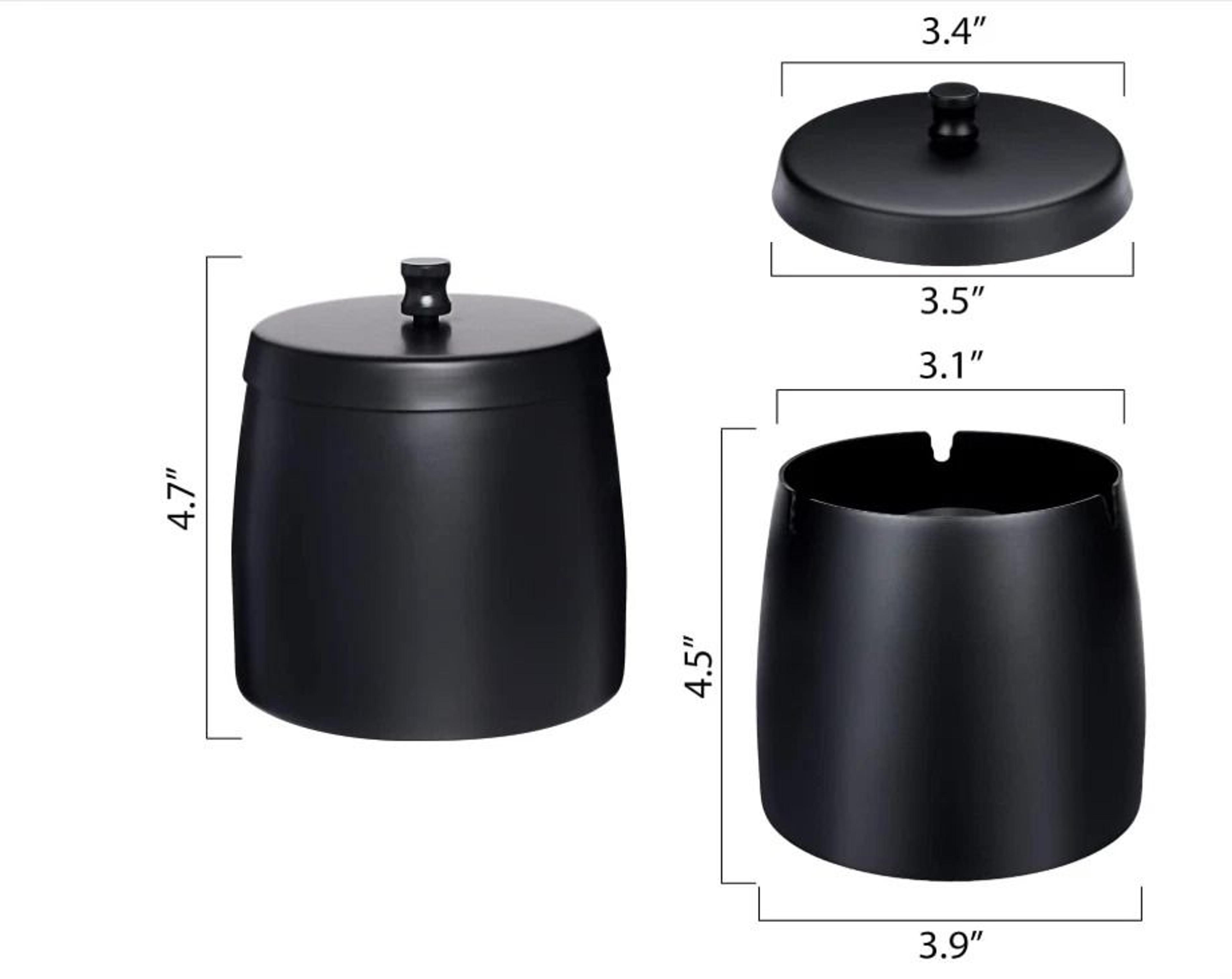 Windproof Ashtray With Lid Stainless Steel Smokeless Indoor Outdoor Cigarette Ash Tray 1