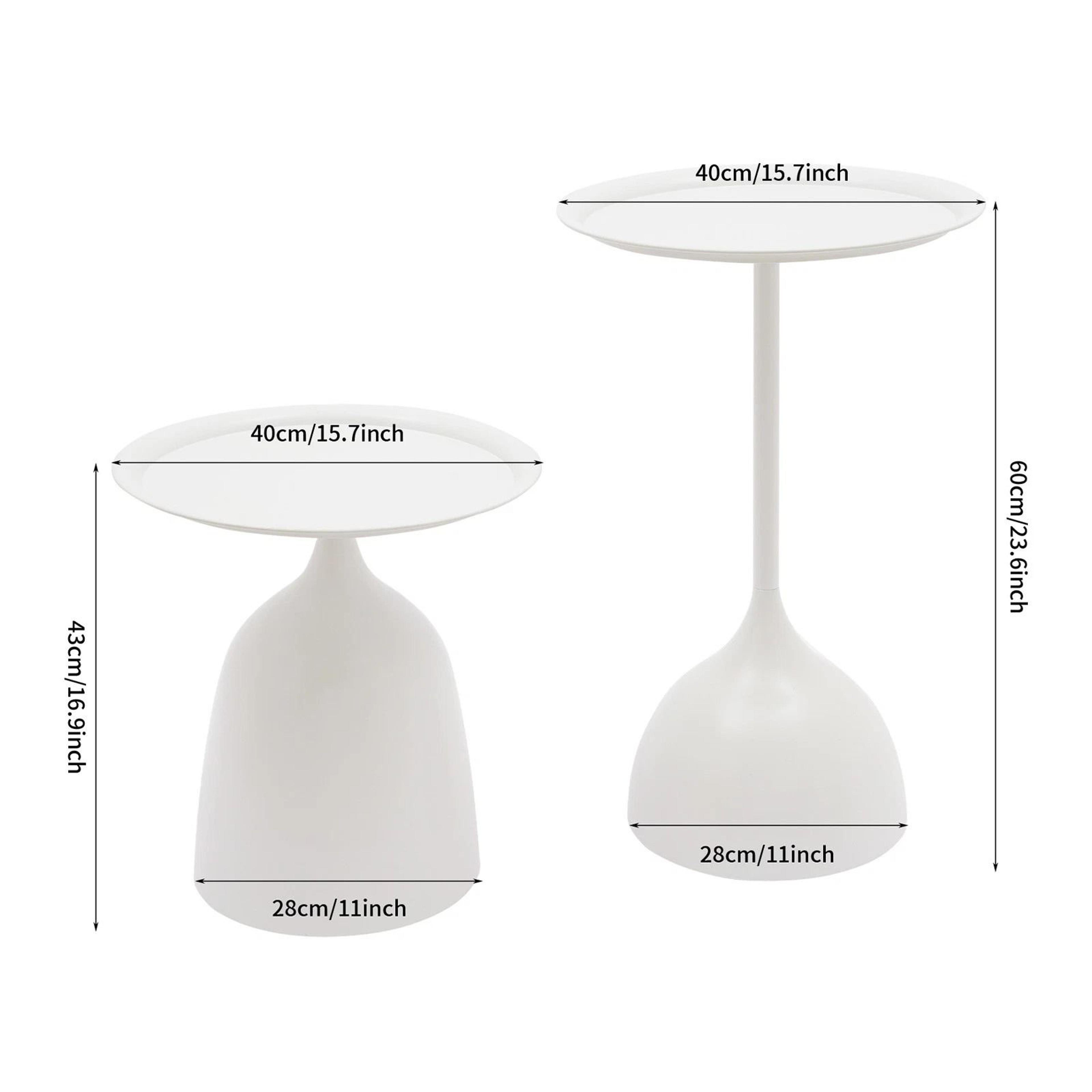 Round Side Table Set Modern White Iron End Tables For Living Room Bedroom 12