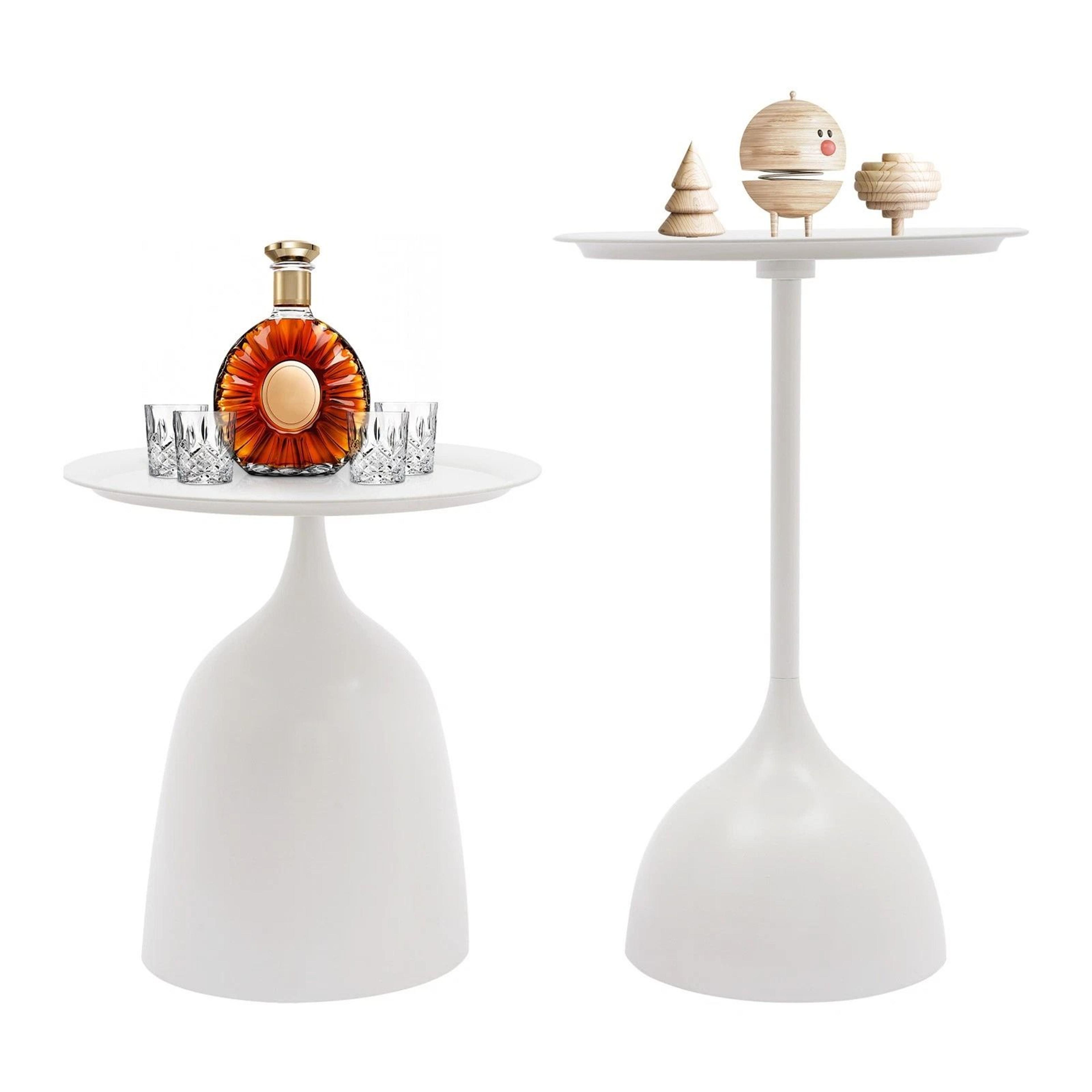 Round Side Table Set Modern White Iron End Tables For Living Room Bedroom 13