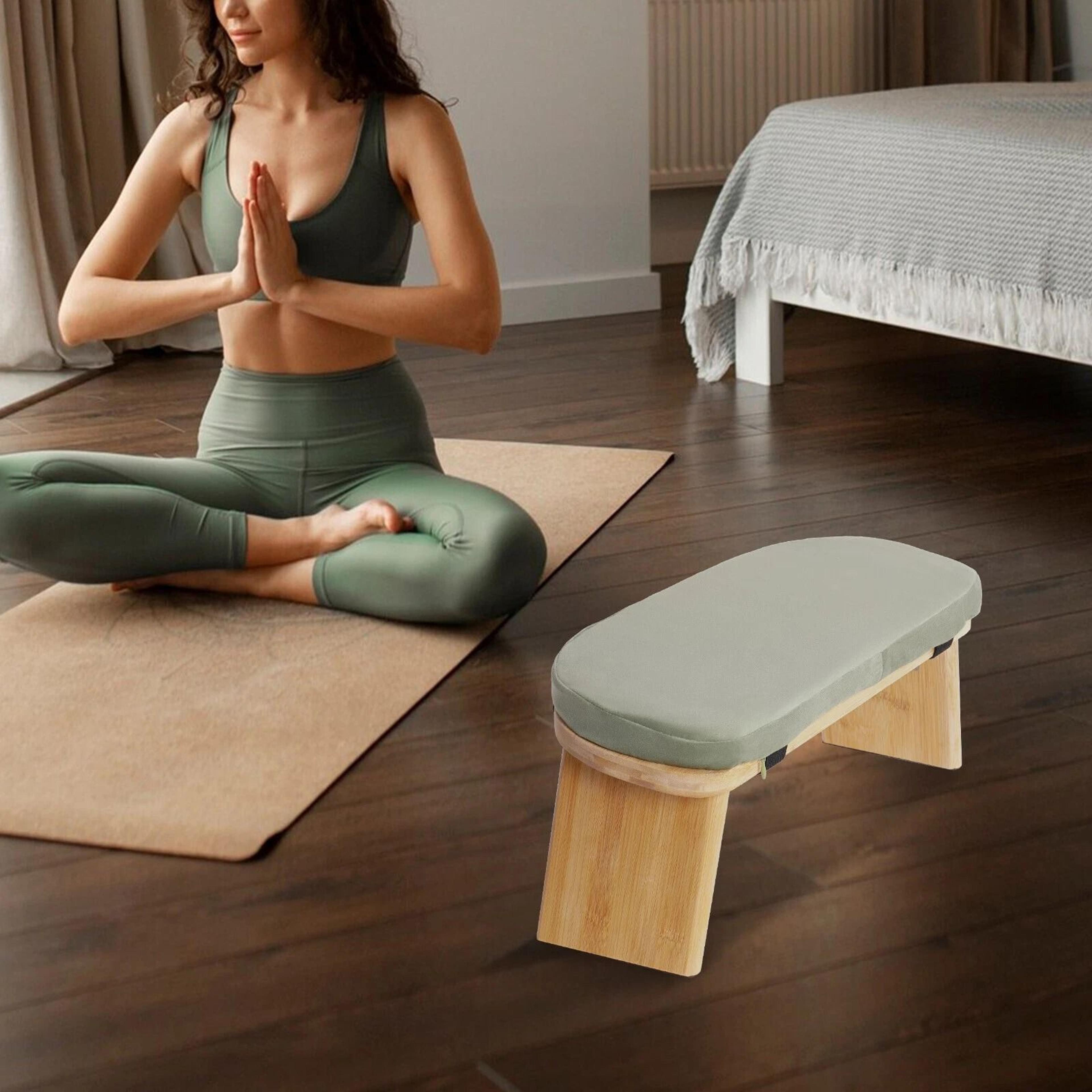 foldable meditation bench with cushion ergonomic kneeling yoga stool